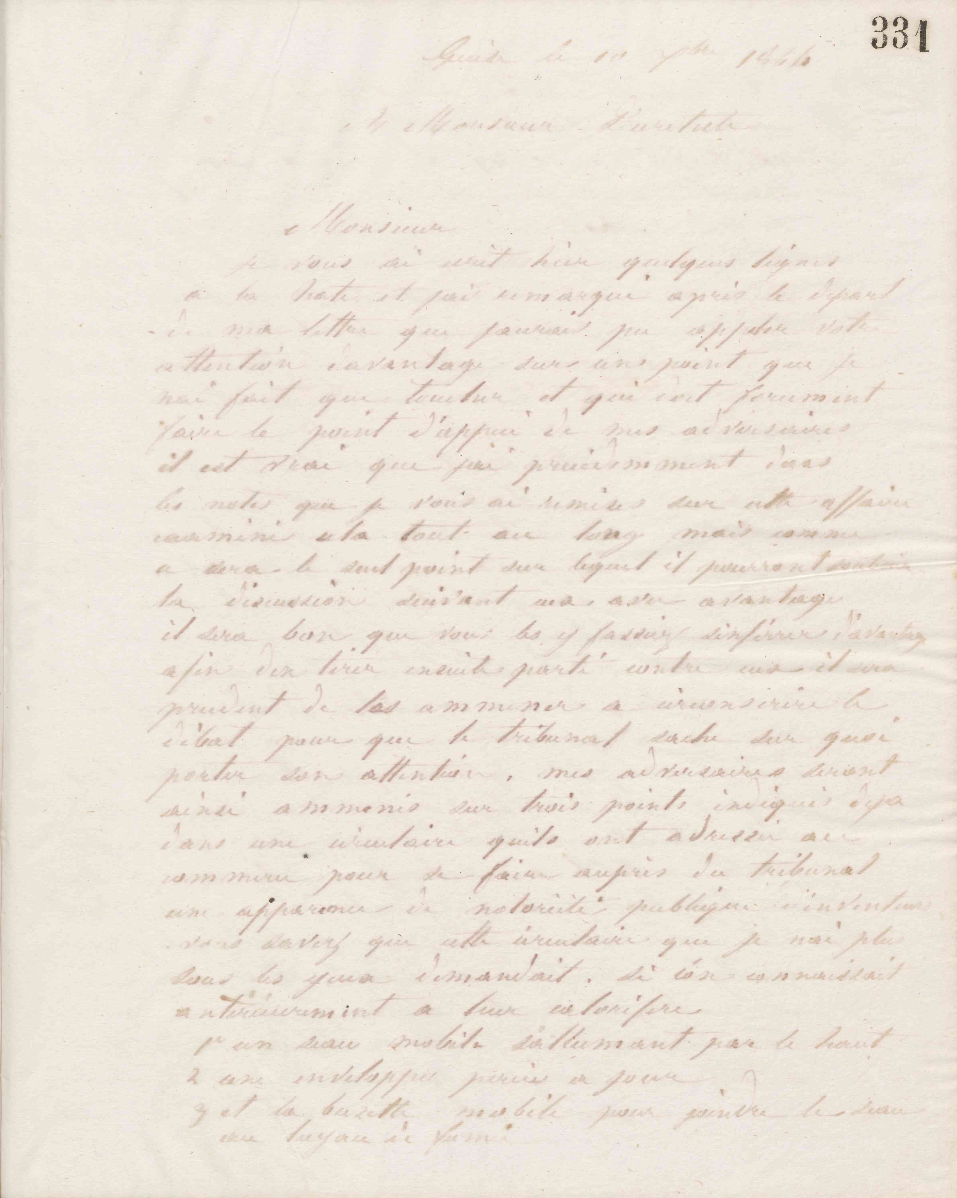 Jean-Baptiste André Godin à monsieur Dureteste, 10 décembre 1864