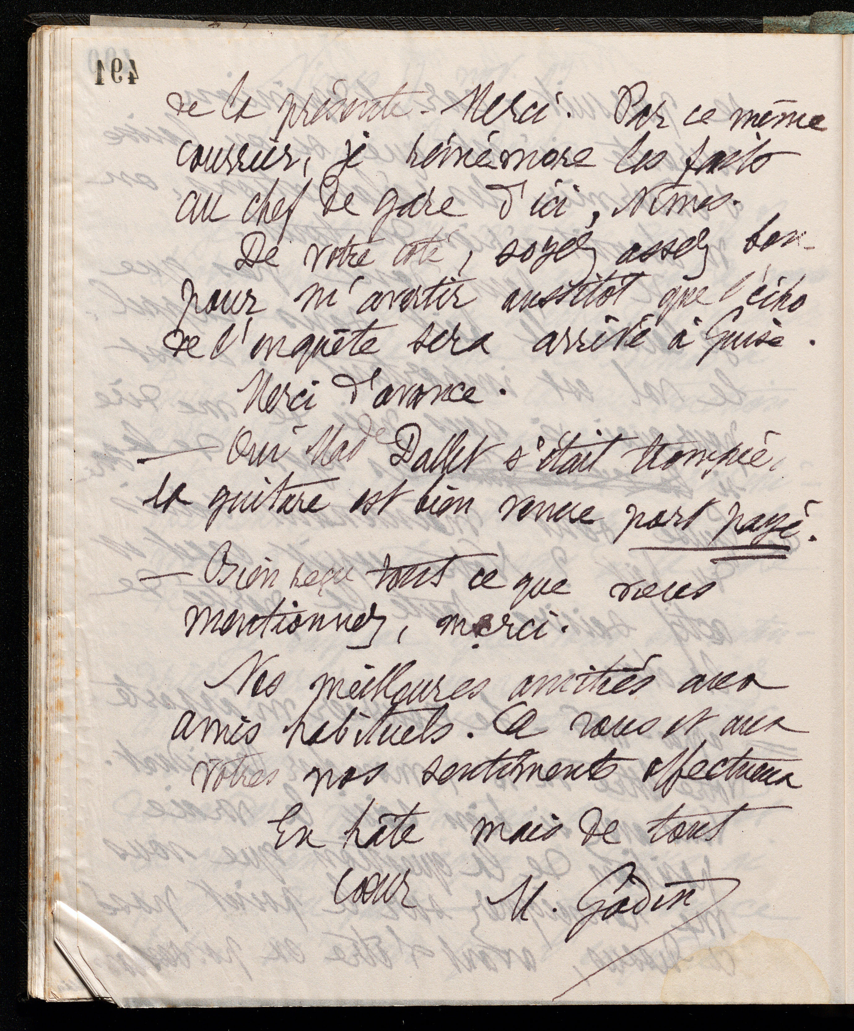 Marie Moret à Henri Buridant, 17 novembre 1897