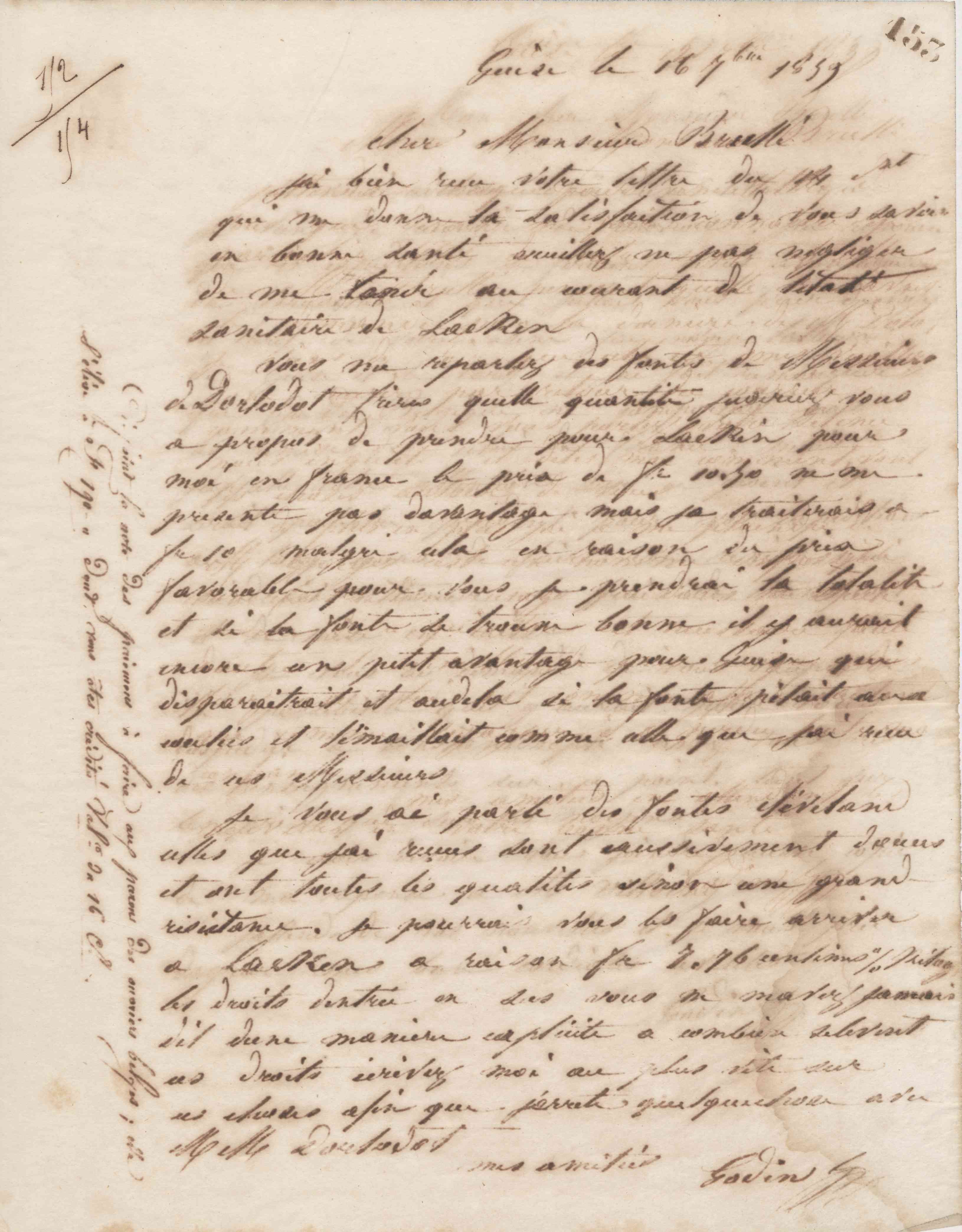 Jean-Baptiste André Godin à Alexandre Brullé, 16 septembre 1859