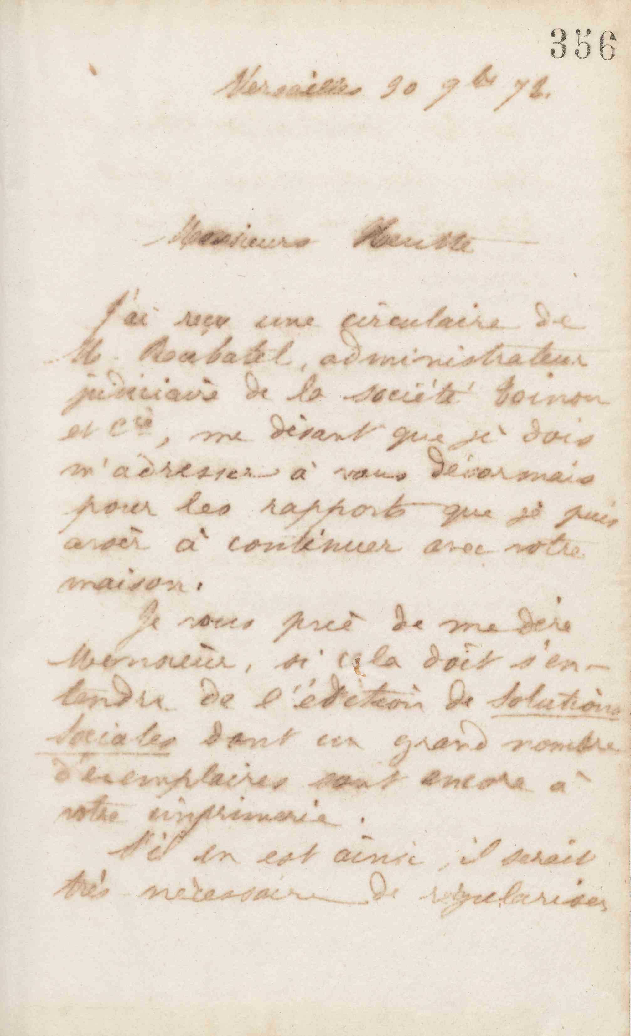 Jean-Baptiste André Godin à Eugène Heutte et Cie, 30 novembre 1872
