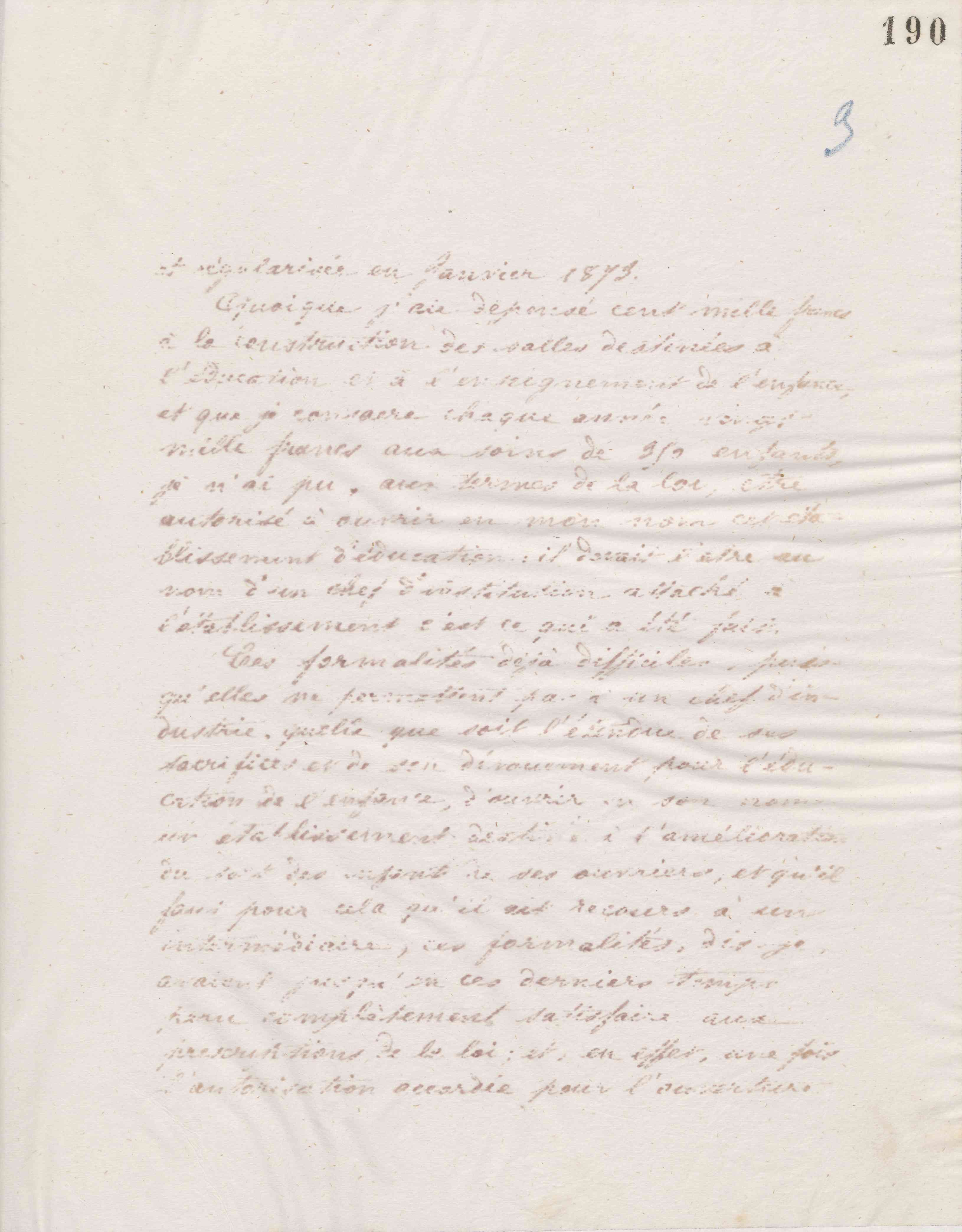 Jean-Baptiste André Godin au ministre de l'Instruction publique, 29 juin 1874