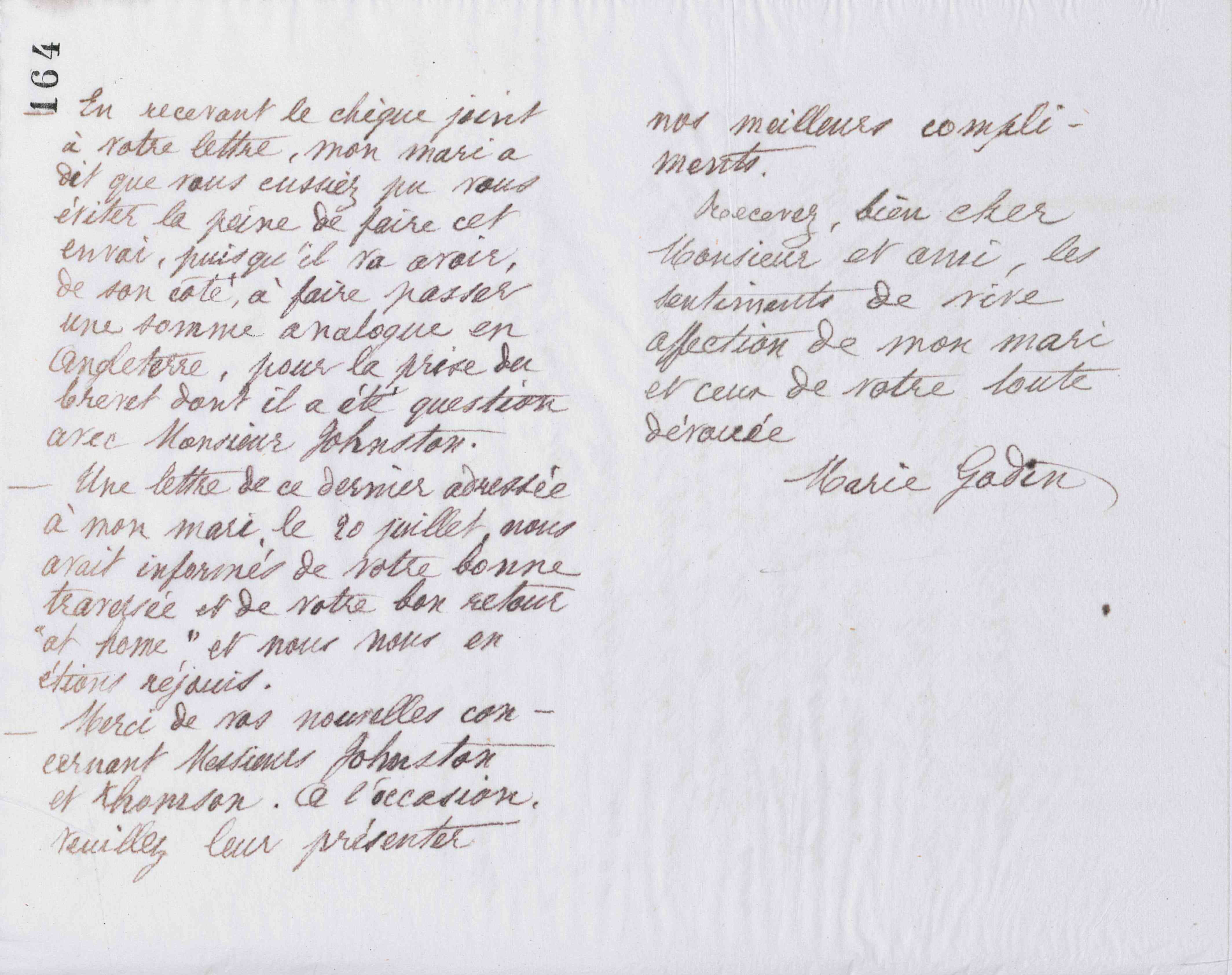 Marie Moret à Edward Vansittart Neale, 3 août 1887 Marie Moret à Edward Vansittart Neale, 3 août 1887