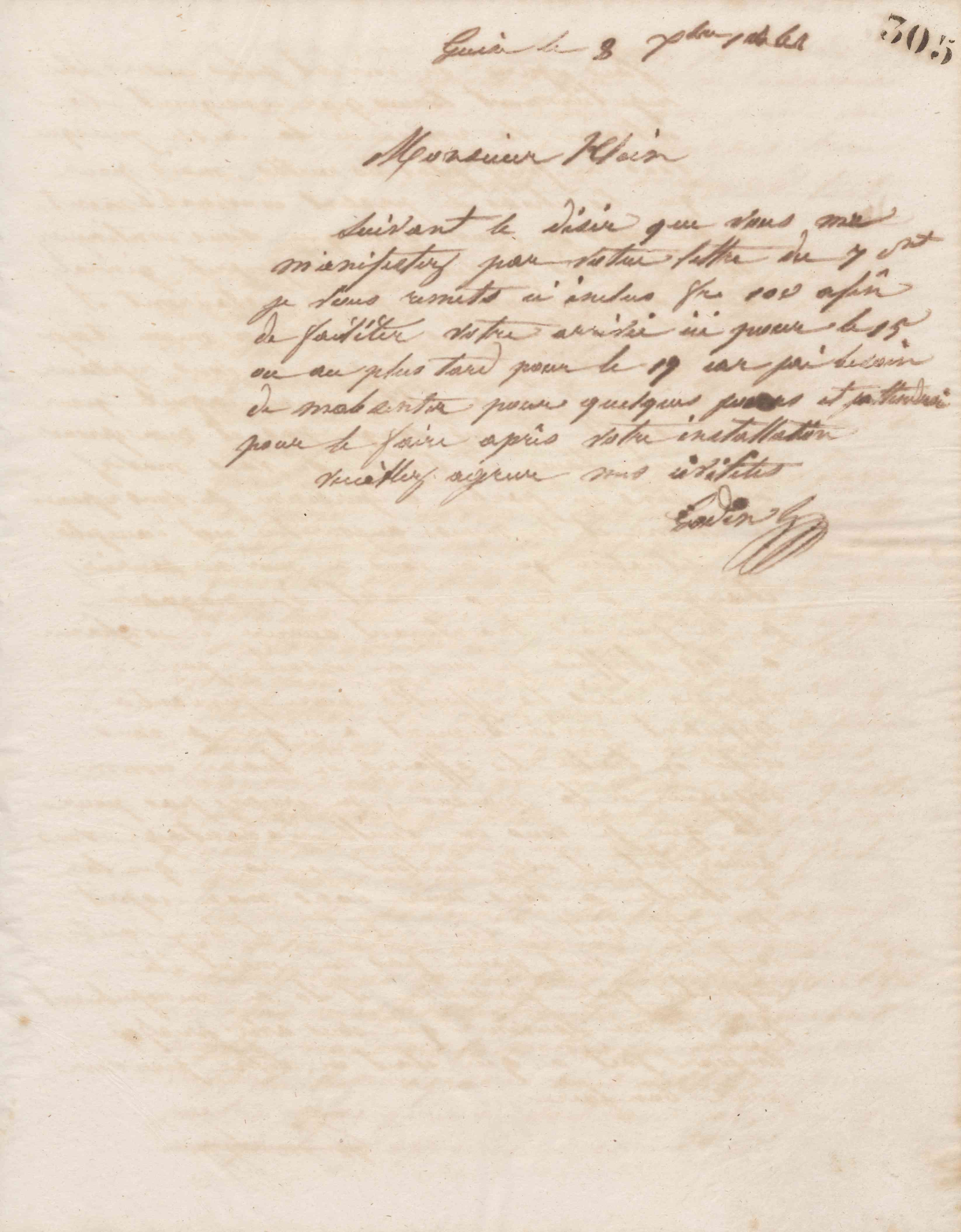 Jean-Baptiste André Godin à monsieur Klein, 8 décembre 1861 Jean-Baptiste André Godin à monsieur Klein, 8 décembre 1861