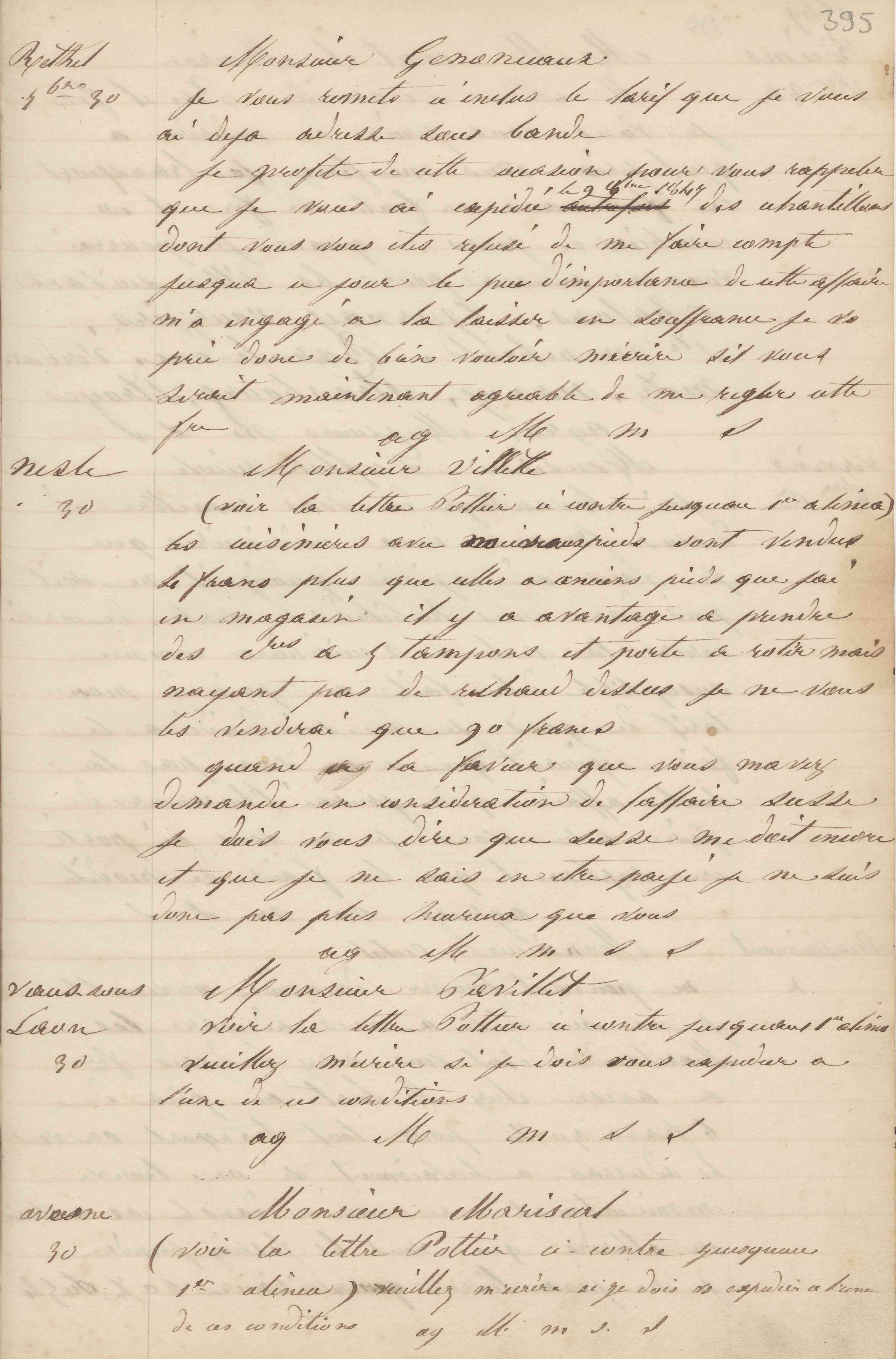 Jean-Baptiste André Godin à monsieur Villette-Berlancourt, 30 [septembre 1849]