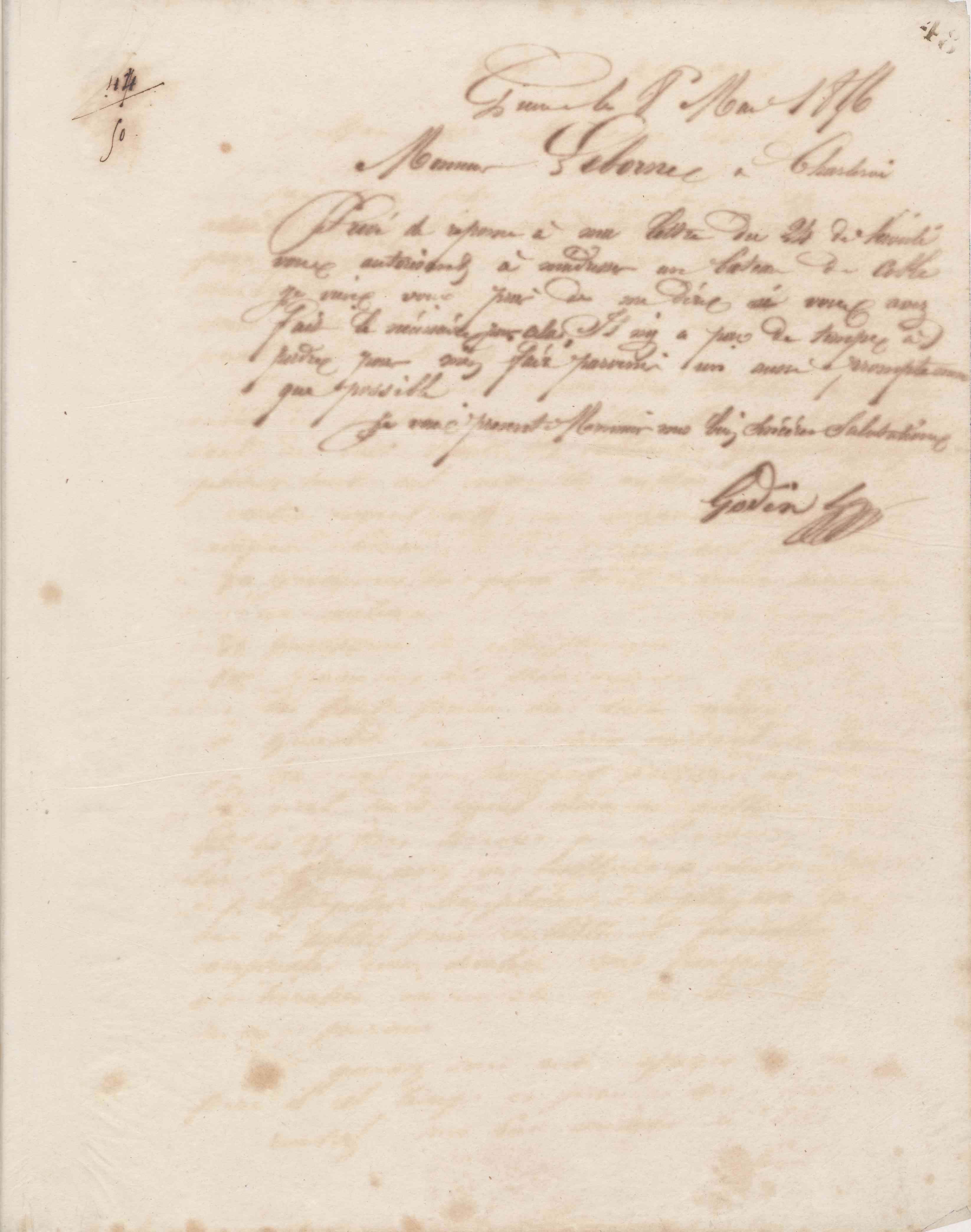 Jean-Baptiste André Godin à Leborne, 8 mai 1856 Jean-Baptiste André Godin à Leborne, 8 mai 1856