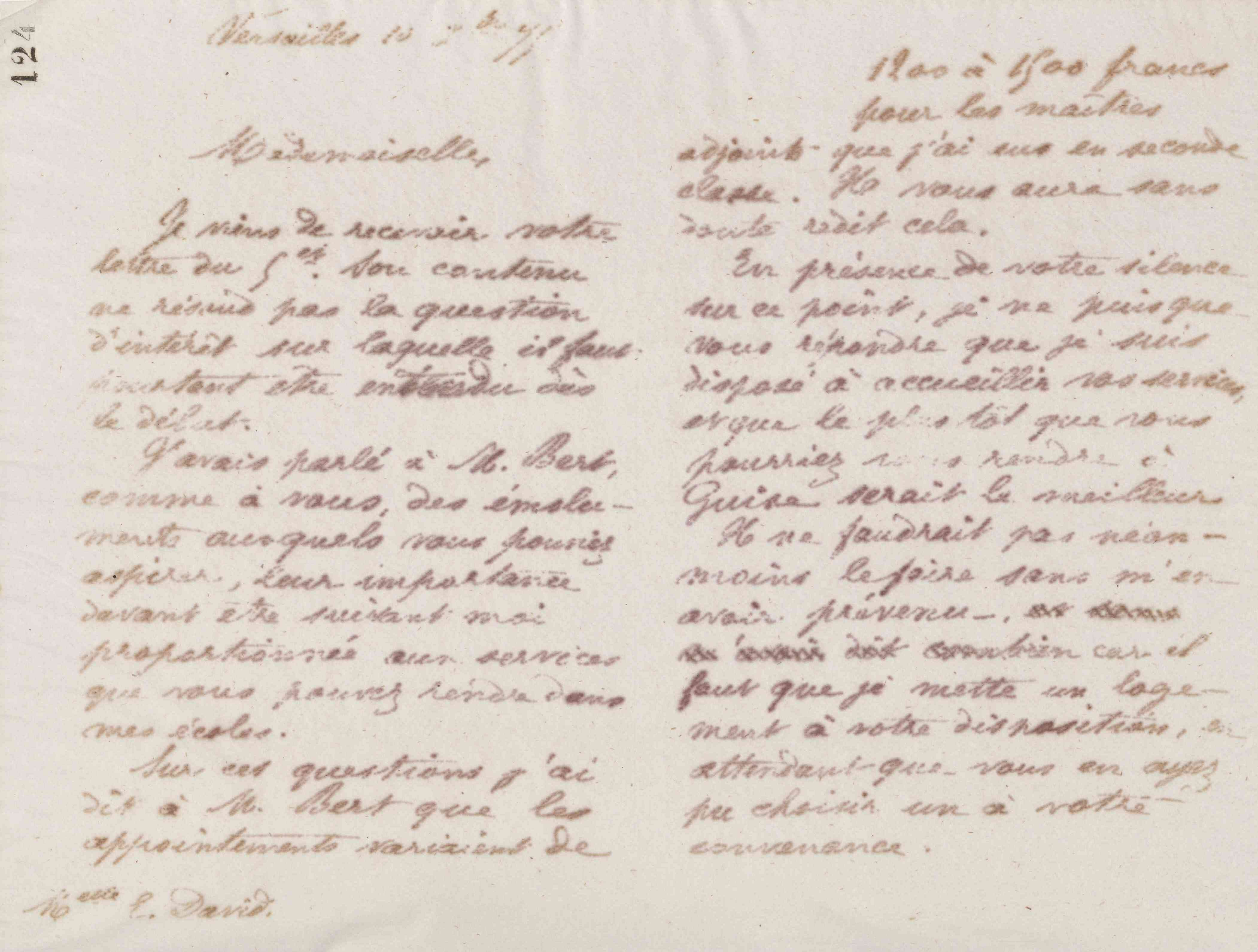 Jean-Baptiste André Godin à mademoiselle E. David, 10 décembre 1875