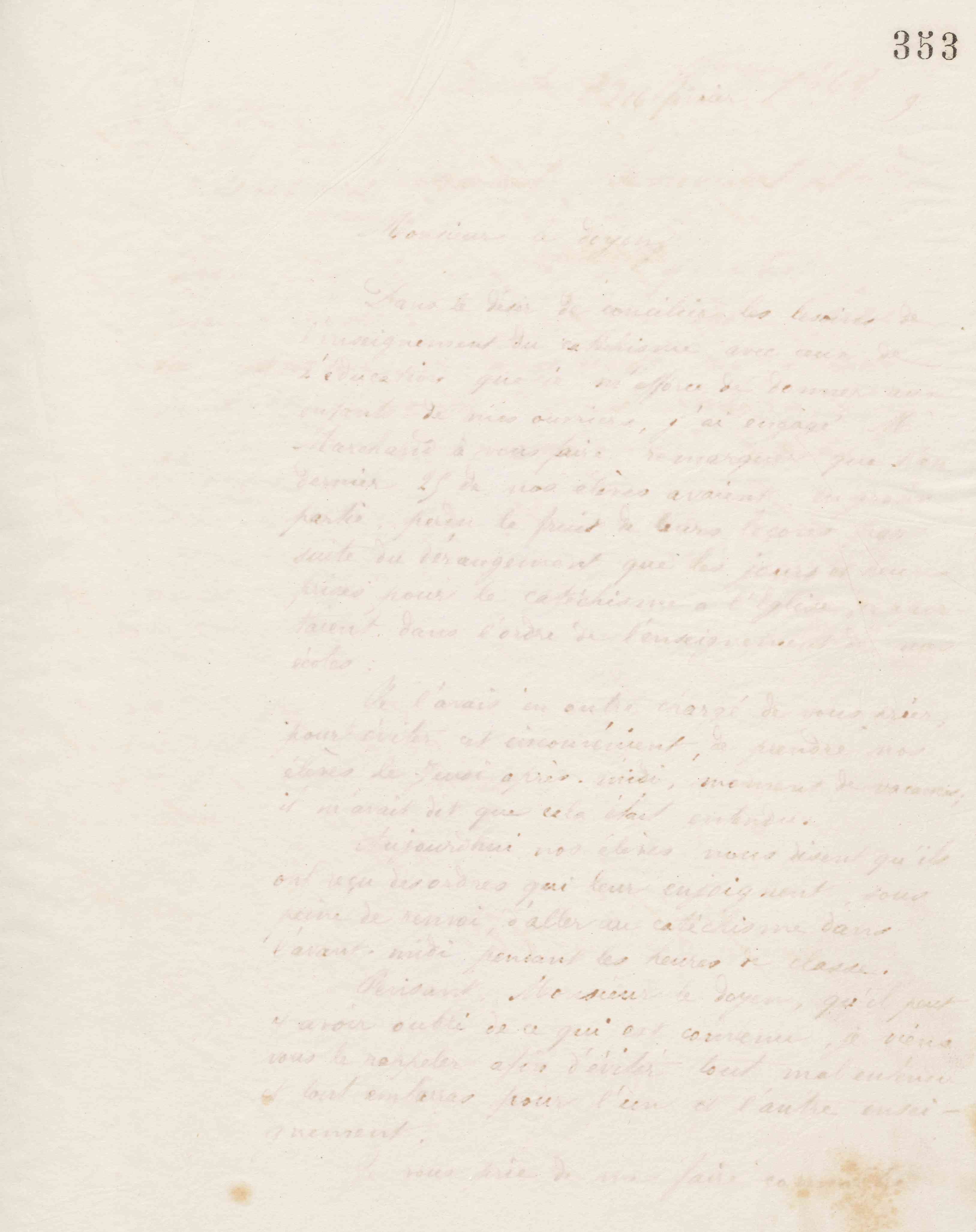 Jean-Baptiste André Godin au doyen de Guise, 16 février 1869