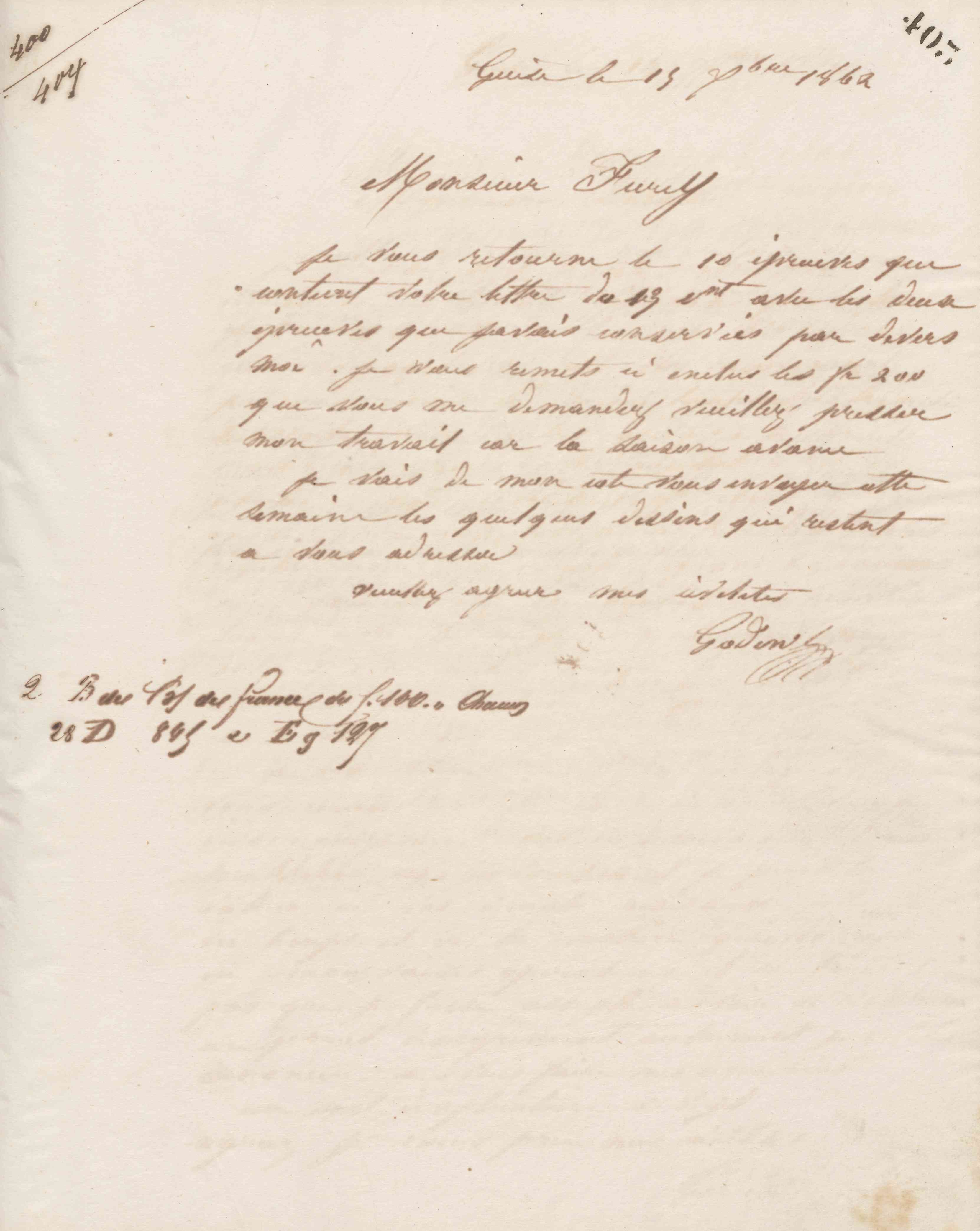 Jean-Baptiste André Godin à monsieur C. H. Furcy, 15 décembre 1862