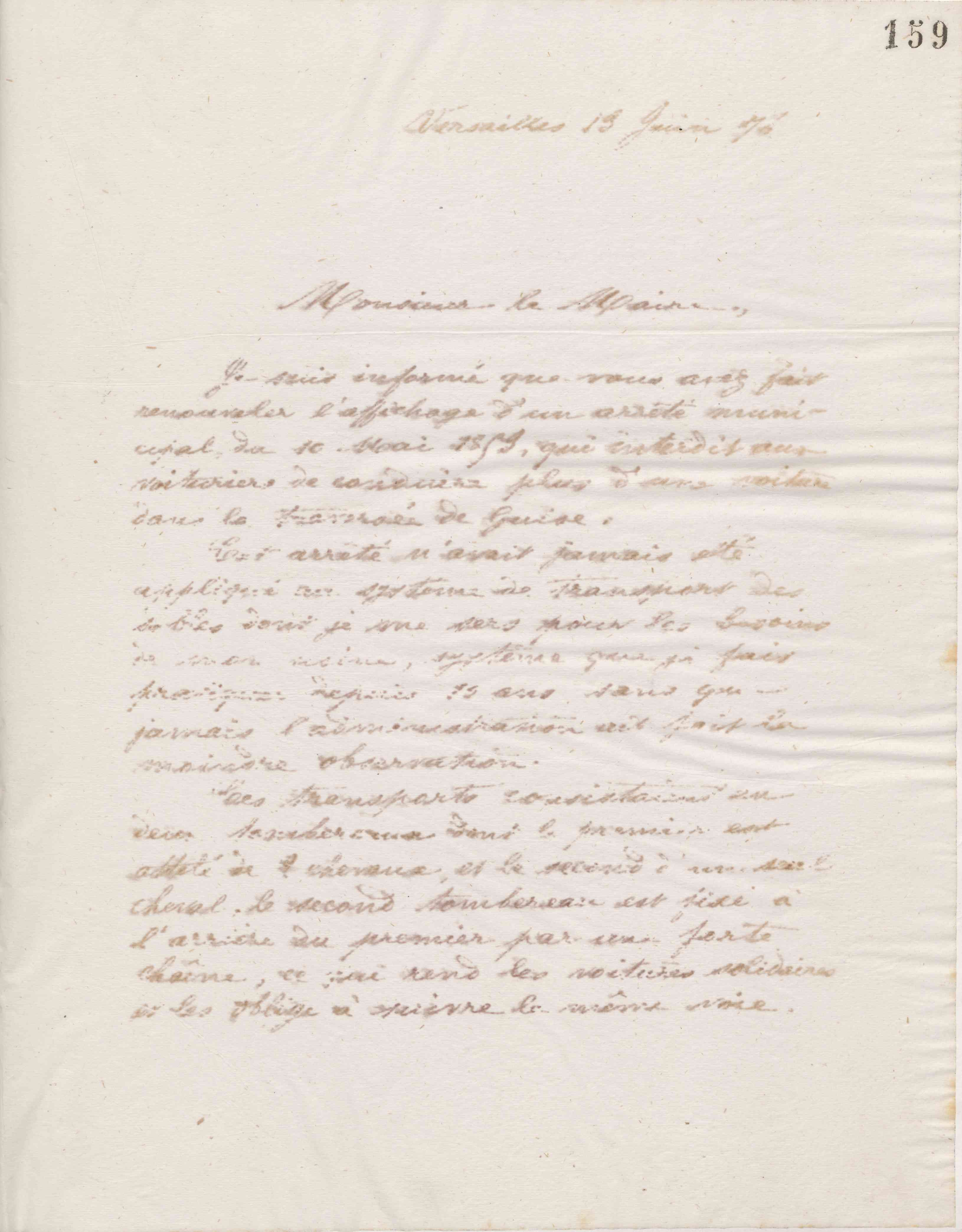 Jean-Baptiste André Godin au maire de Guise, 13 juin 1874 Jean-Baptiste André Godin au maire de Guise, 13 juin 1874