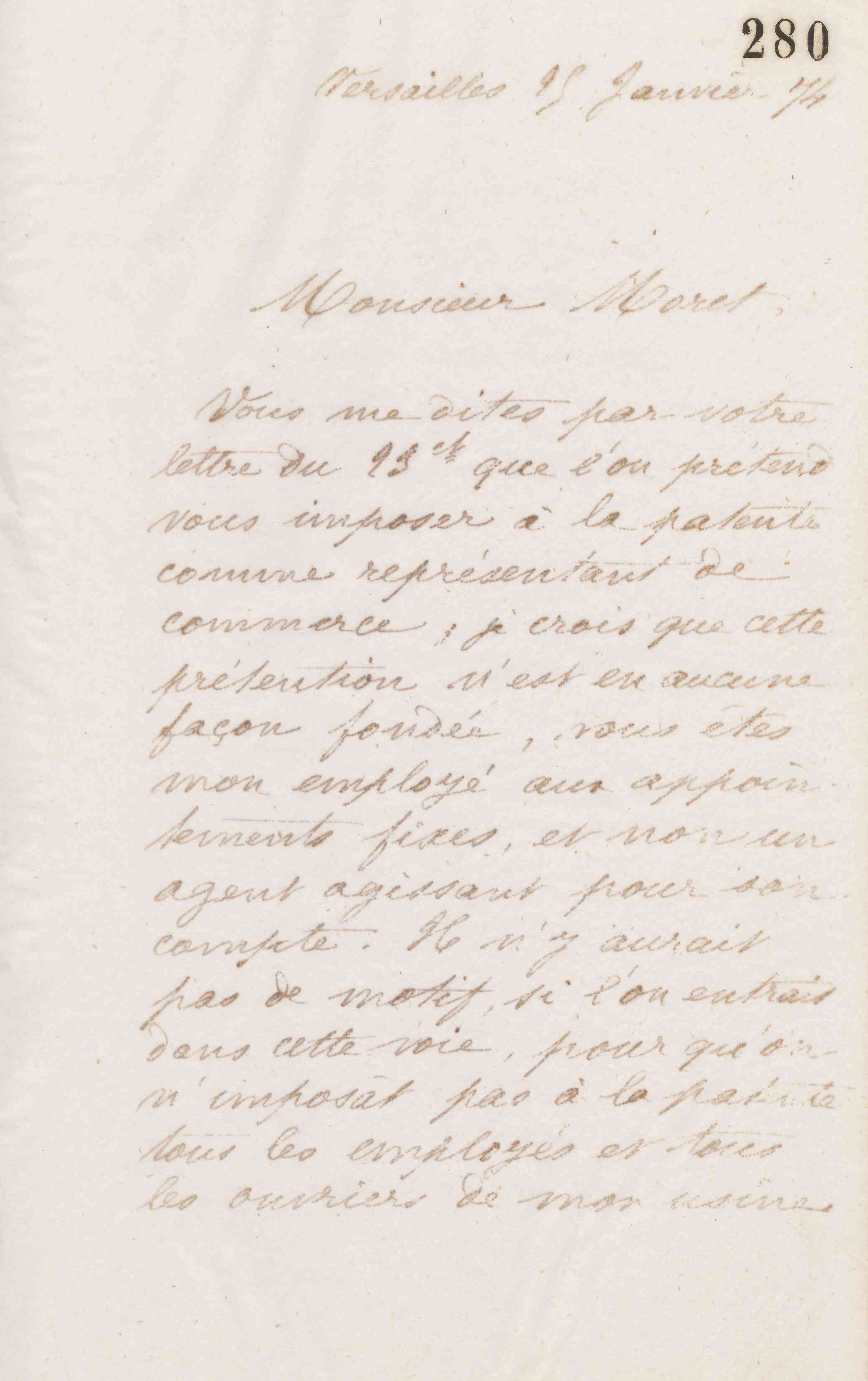 Jean-Baptiste André Godin à Amédée Moret, 25 janvier 1874