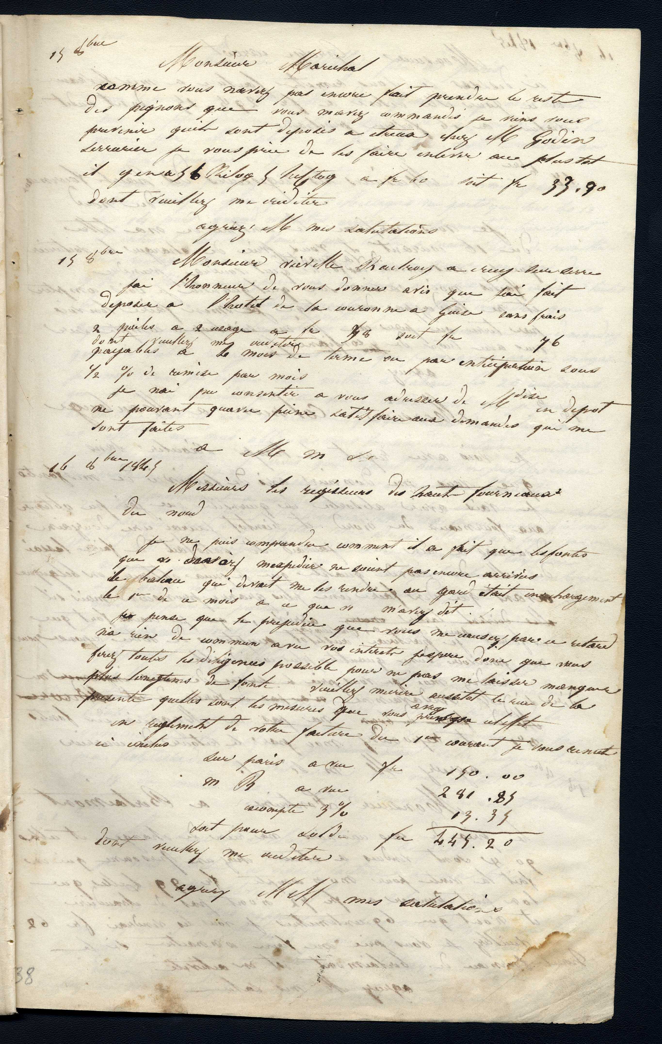 Jean-Baptiste André Godin aux régisseurs des hauts-fourneaux du Nord, 16 octobre 1845