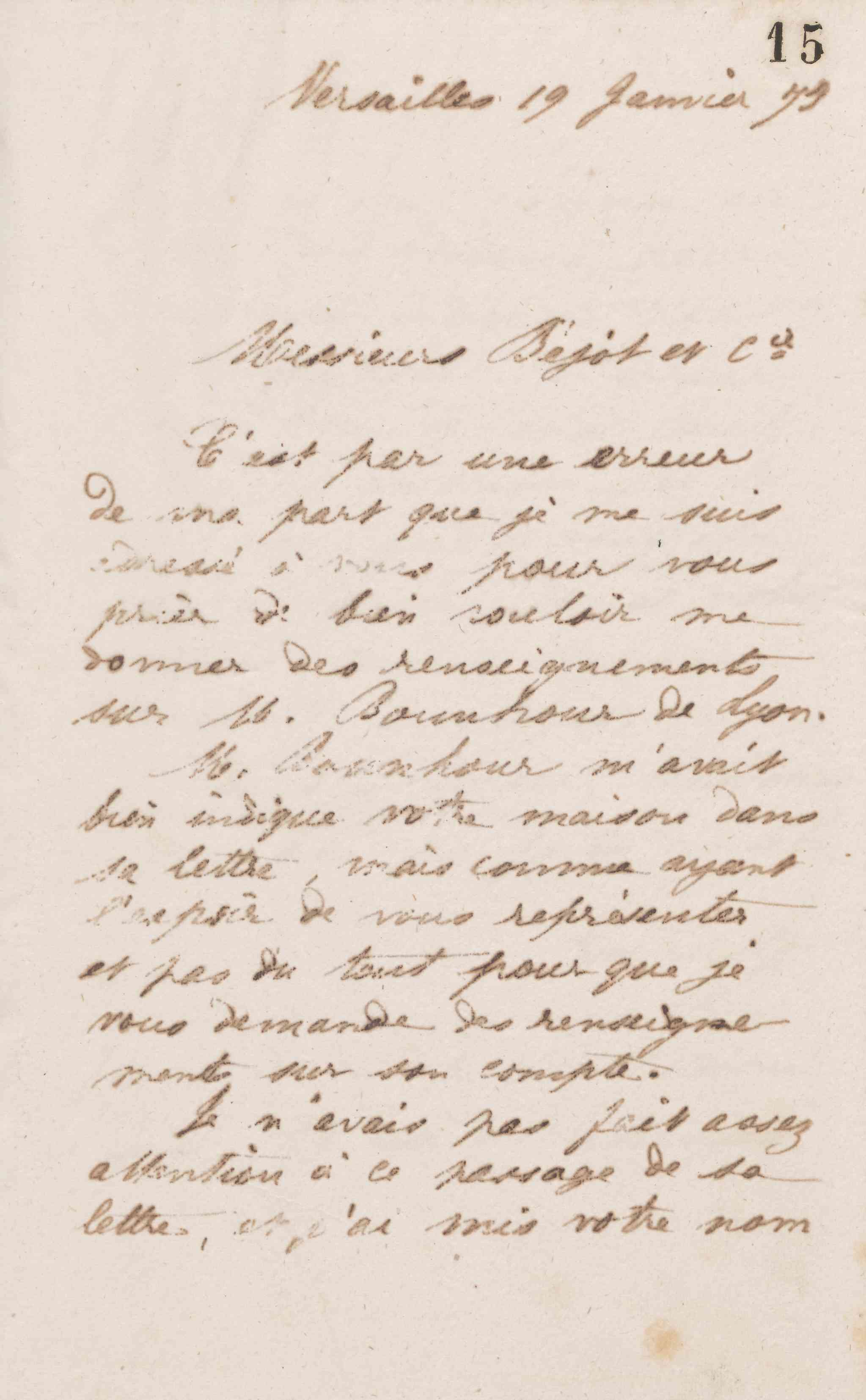 Jean-Baptiste André Godin à monsieur Béjot et Cie, 19 janvier 1873