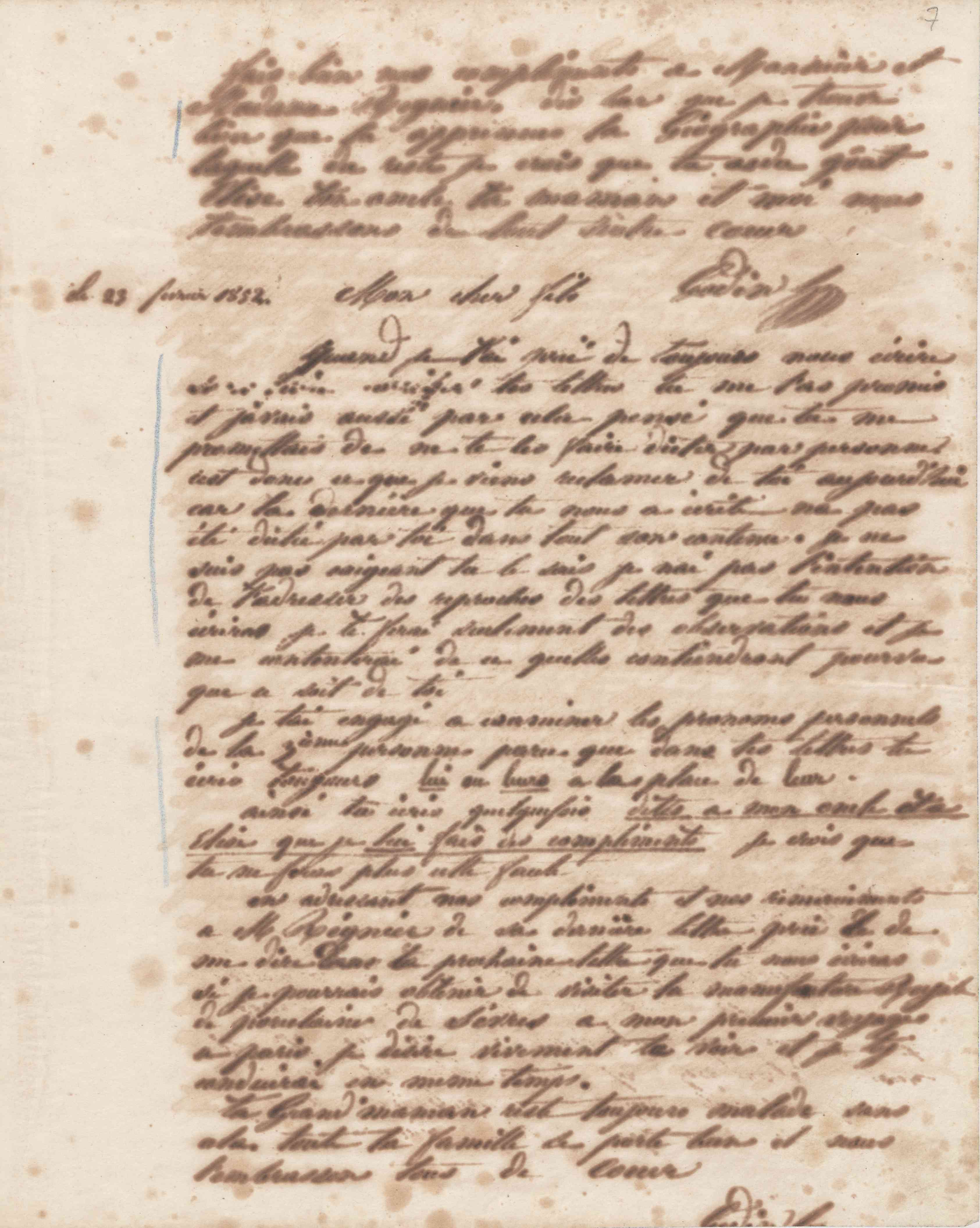 Jean-Baptiste André Godin à Émile Godin, 23 février 1852