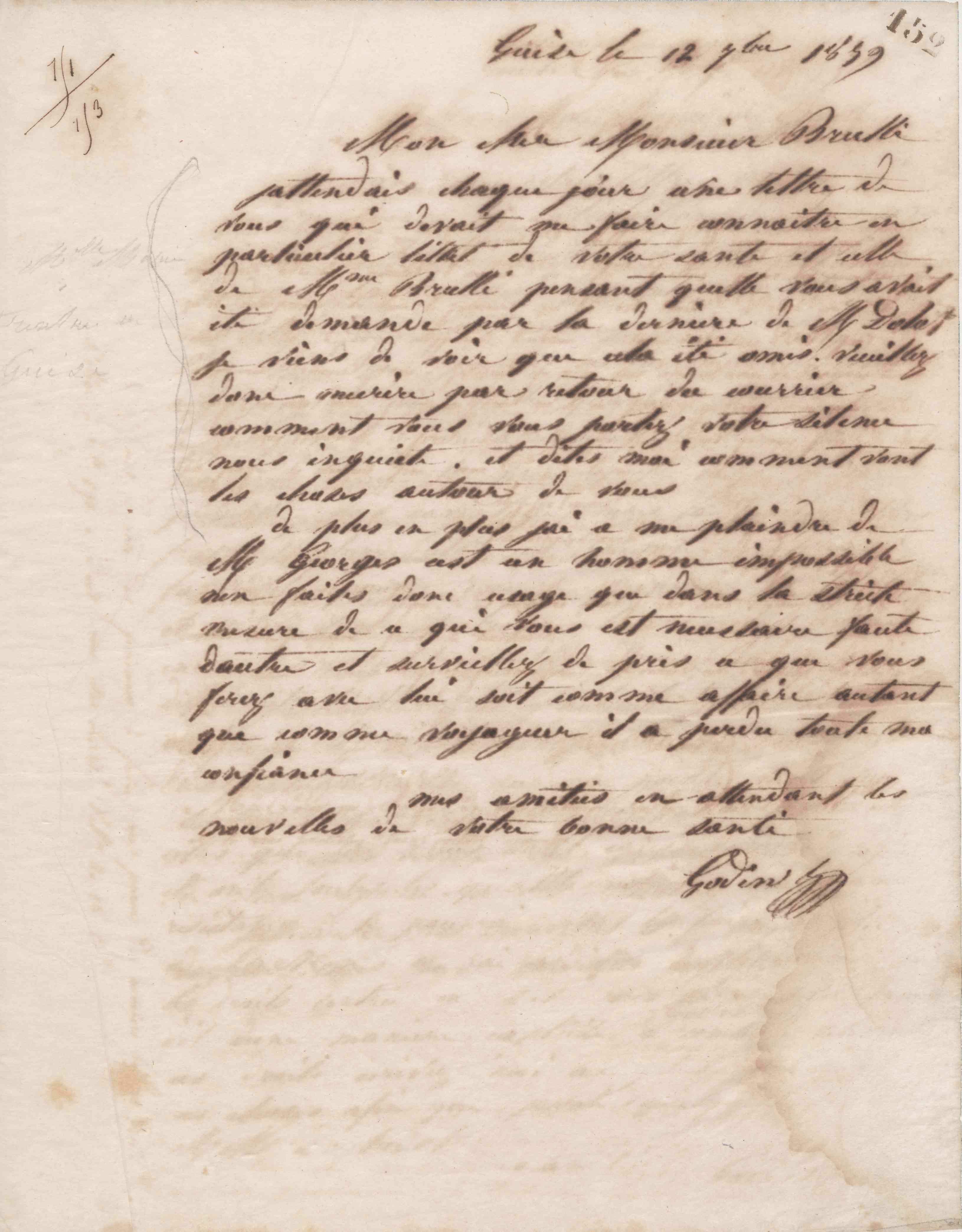 Jean-Baptiste André Godin à Alexandre Brullé, 12 septembre 1859