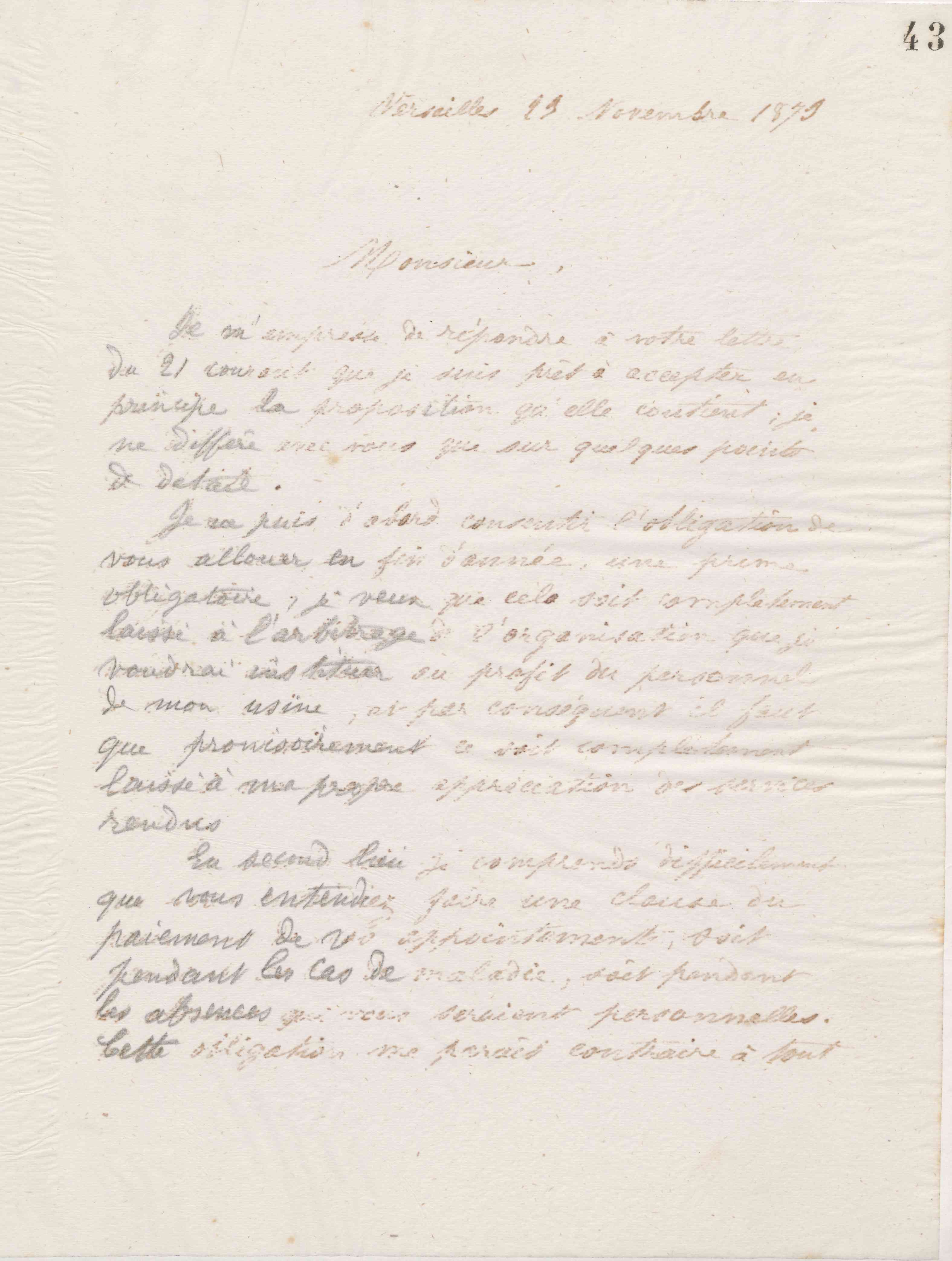 Jean-Baptiste André Godin à Antoine Pernin, 23 novembre 1873