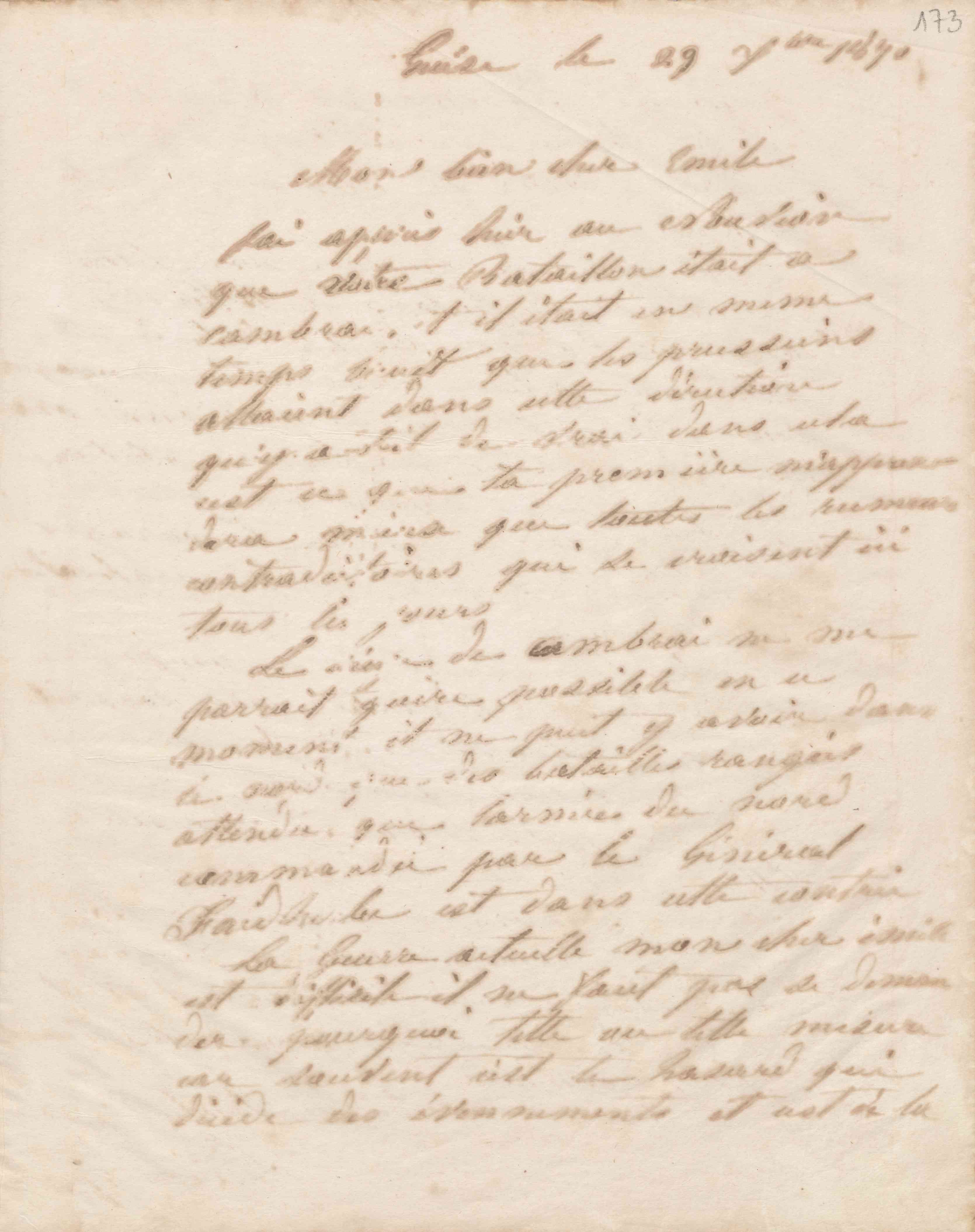 Jean-Baptiste André Godin à Émile Godin, 29 décembre 1870