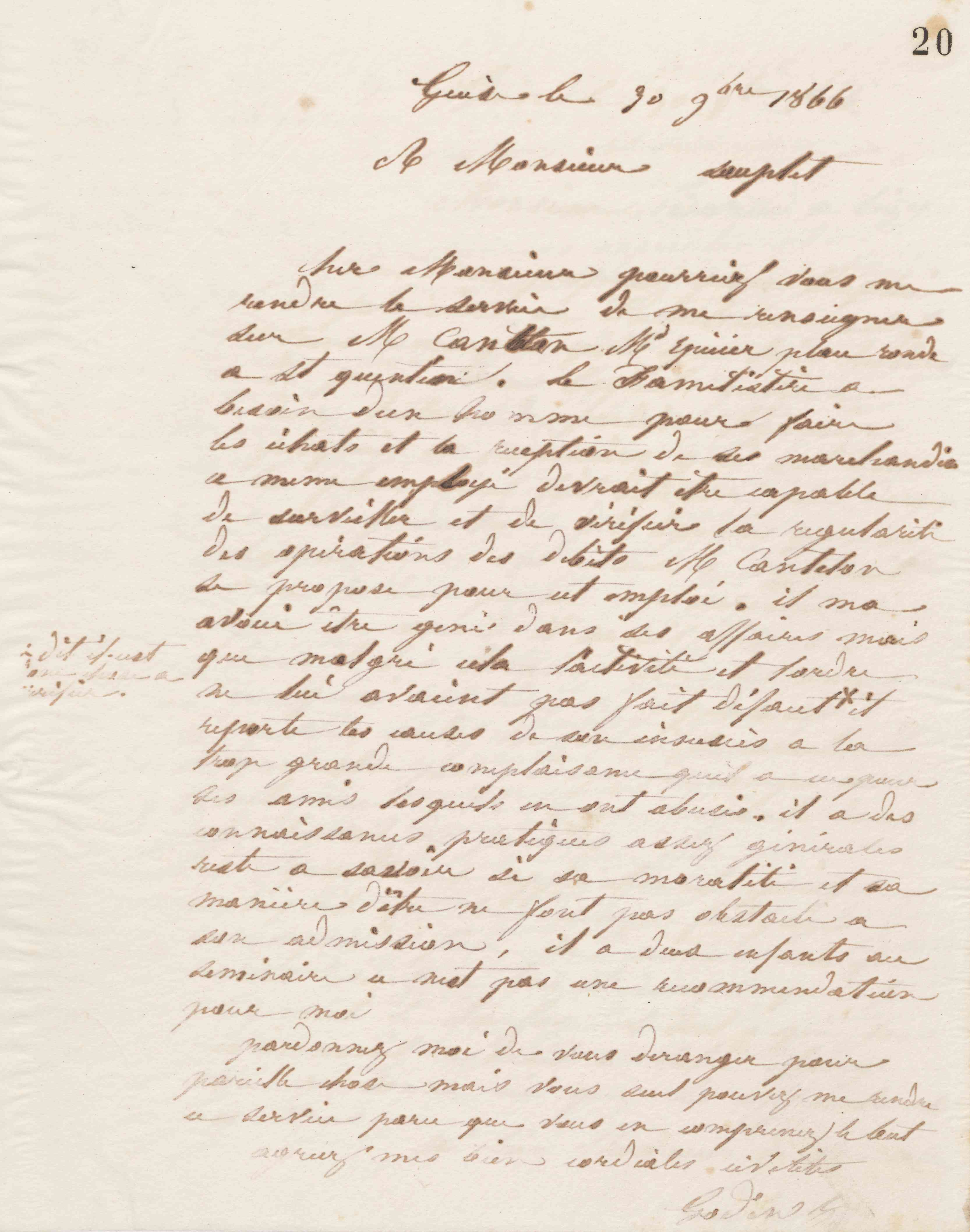 Jean-Baptiste André Godin à Calixte Souplet, 30 novembre 1866