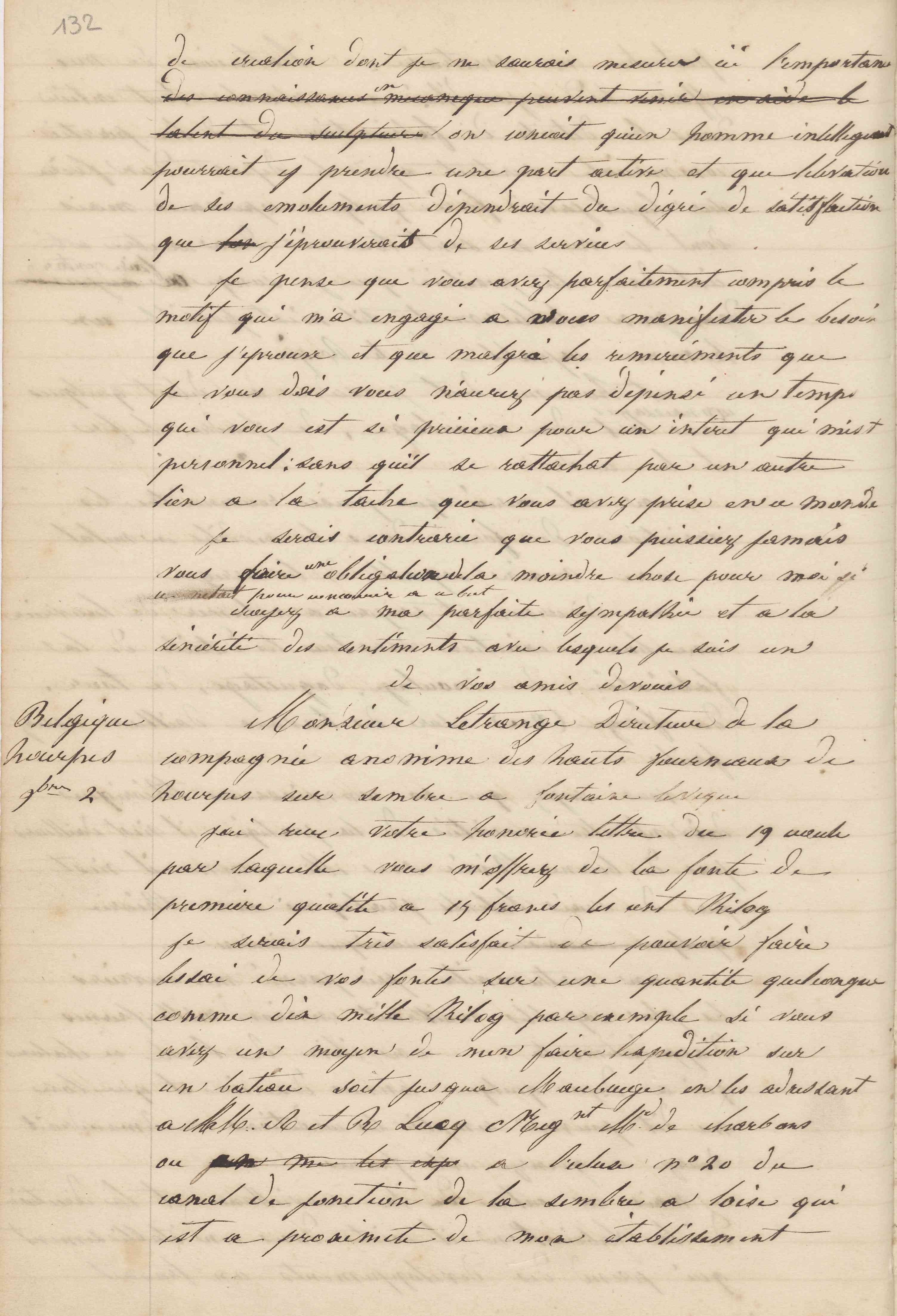 Jean-Baptiste André Godin à monsieur Letrange, 2 novembre 1847