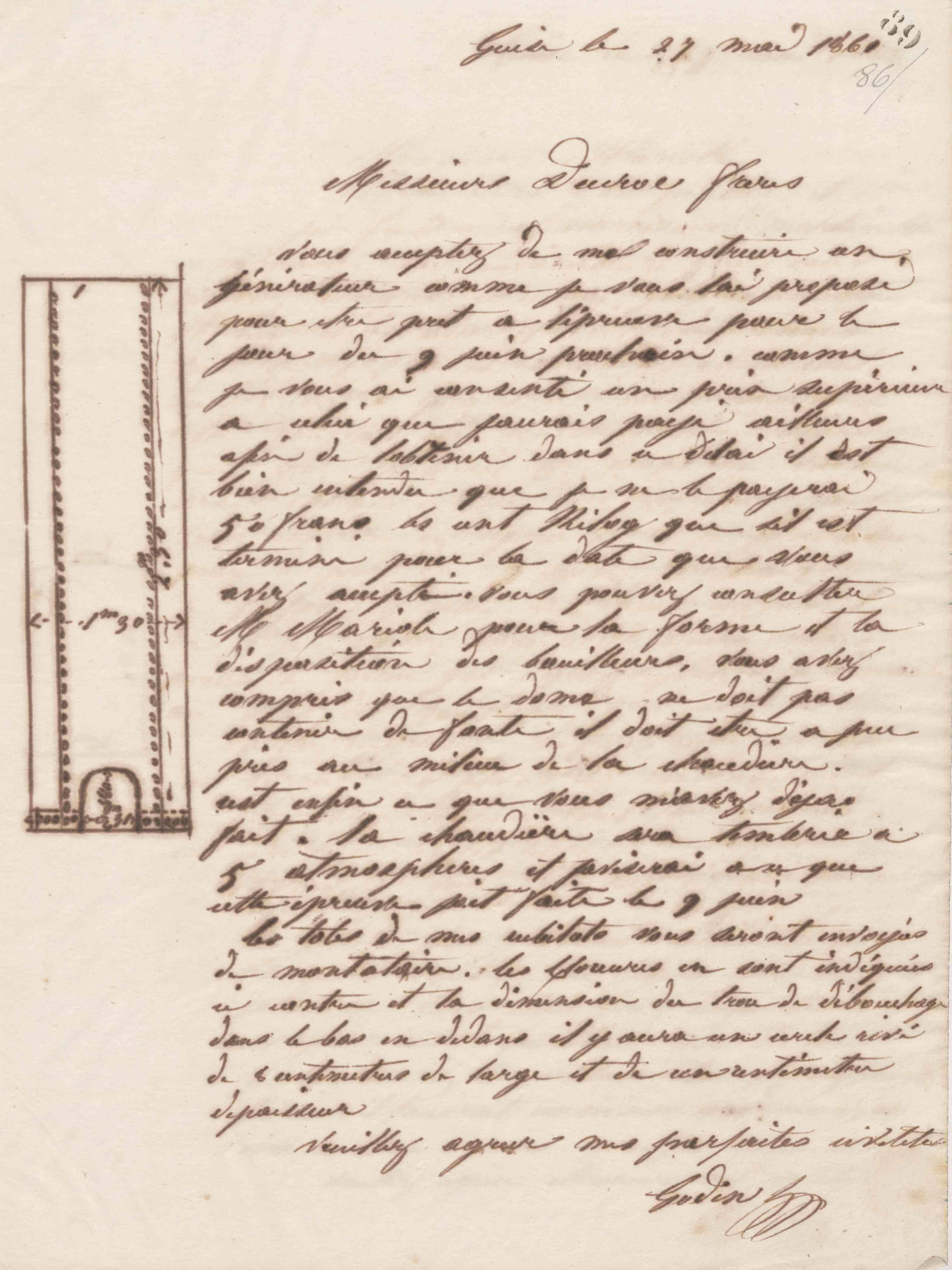 Jean-Baptiste André Godin à messieurs Ducrocq frères, 27 mai 1861