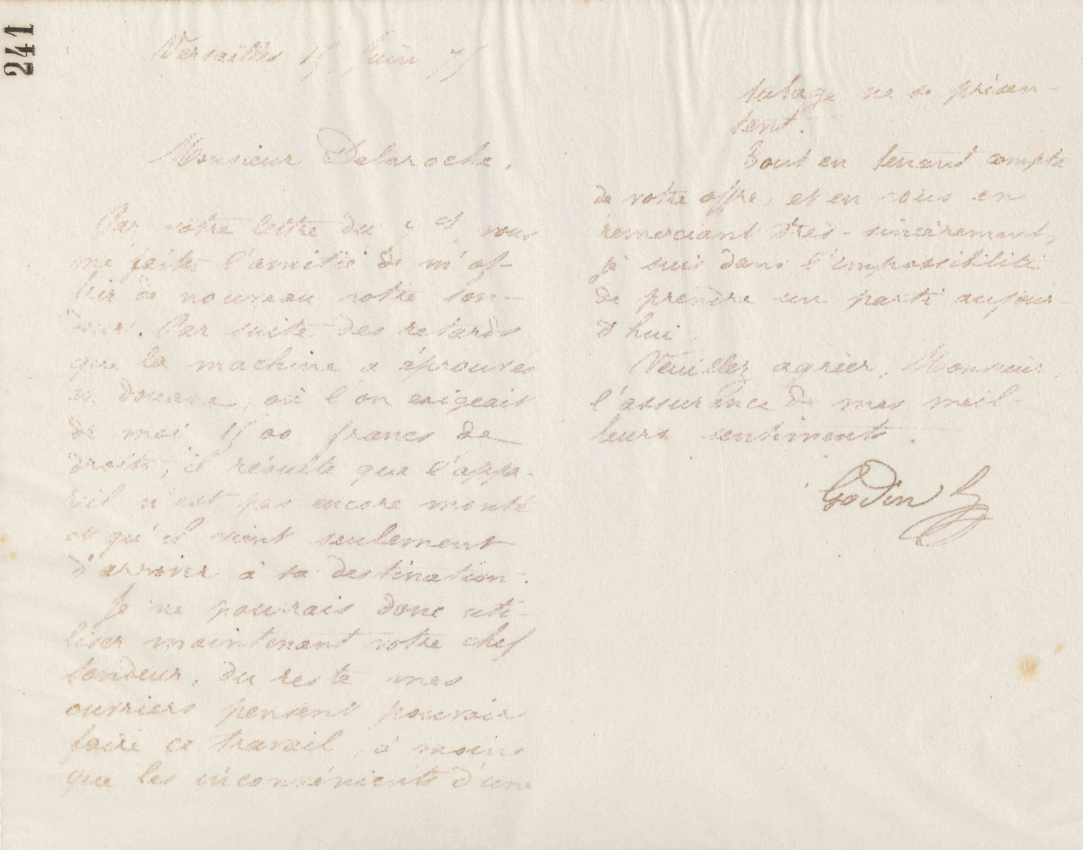 Jean-Baptiste André Godin à Alphonse Delaroche, 15 juin 1875