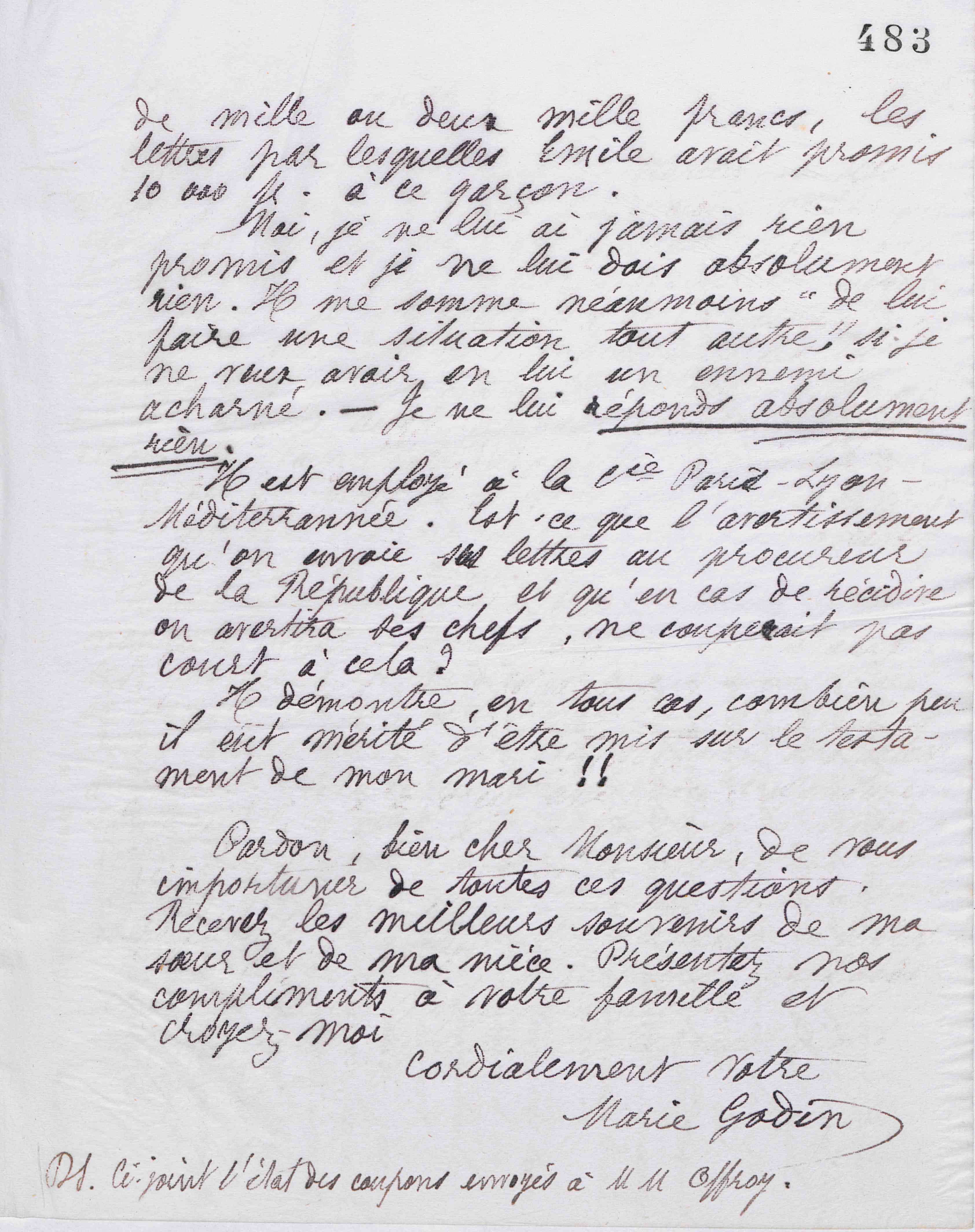 Marie Moret à Gaston Ganault, 29 février 1888