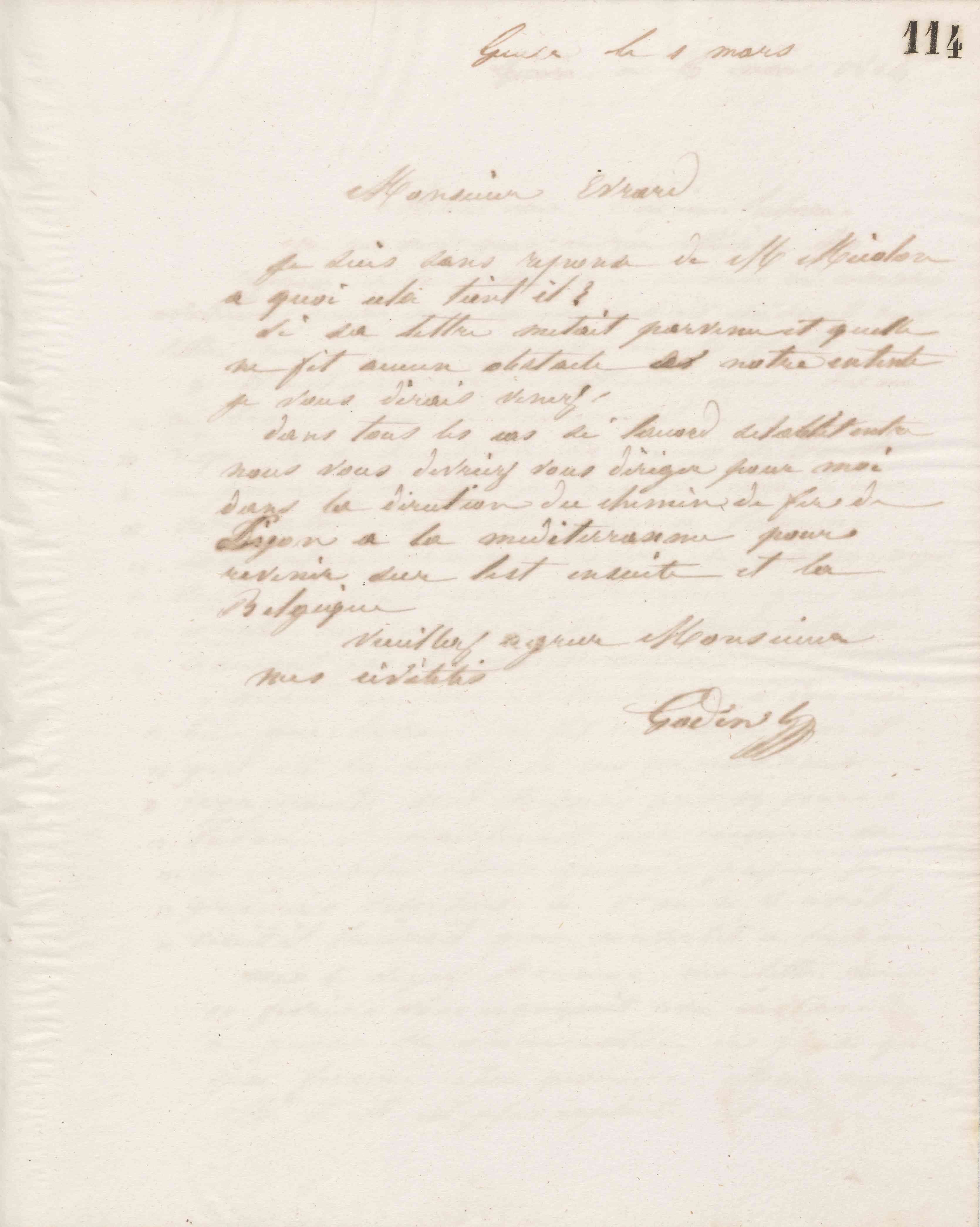 Jean-Baptiste André Godin à monsieur A. Évrard, 1er mars [1864]