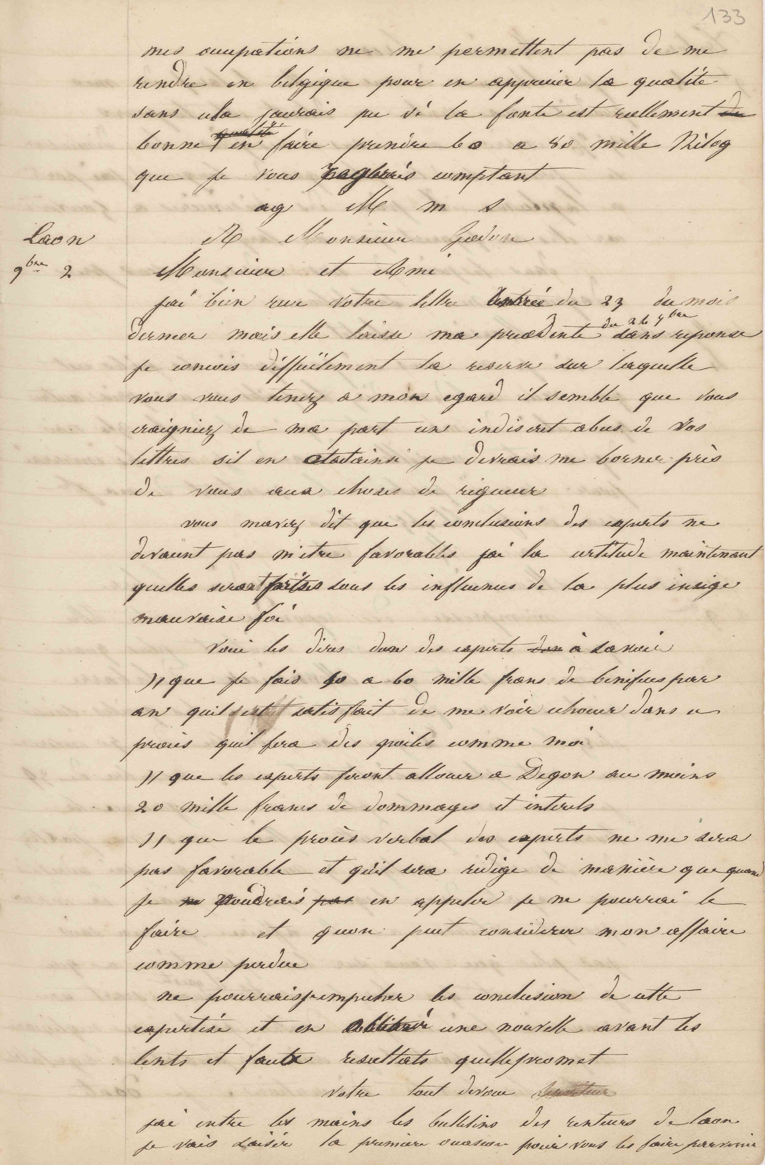 Jean-Baptiste André Godin à monsieur Letrange, 2 novembre 1847