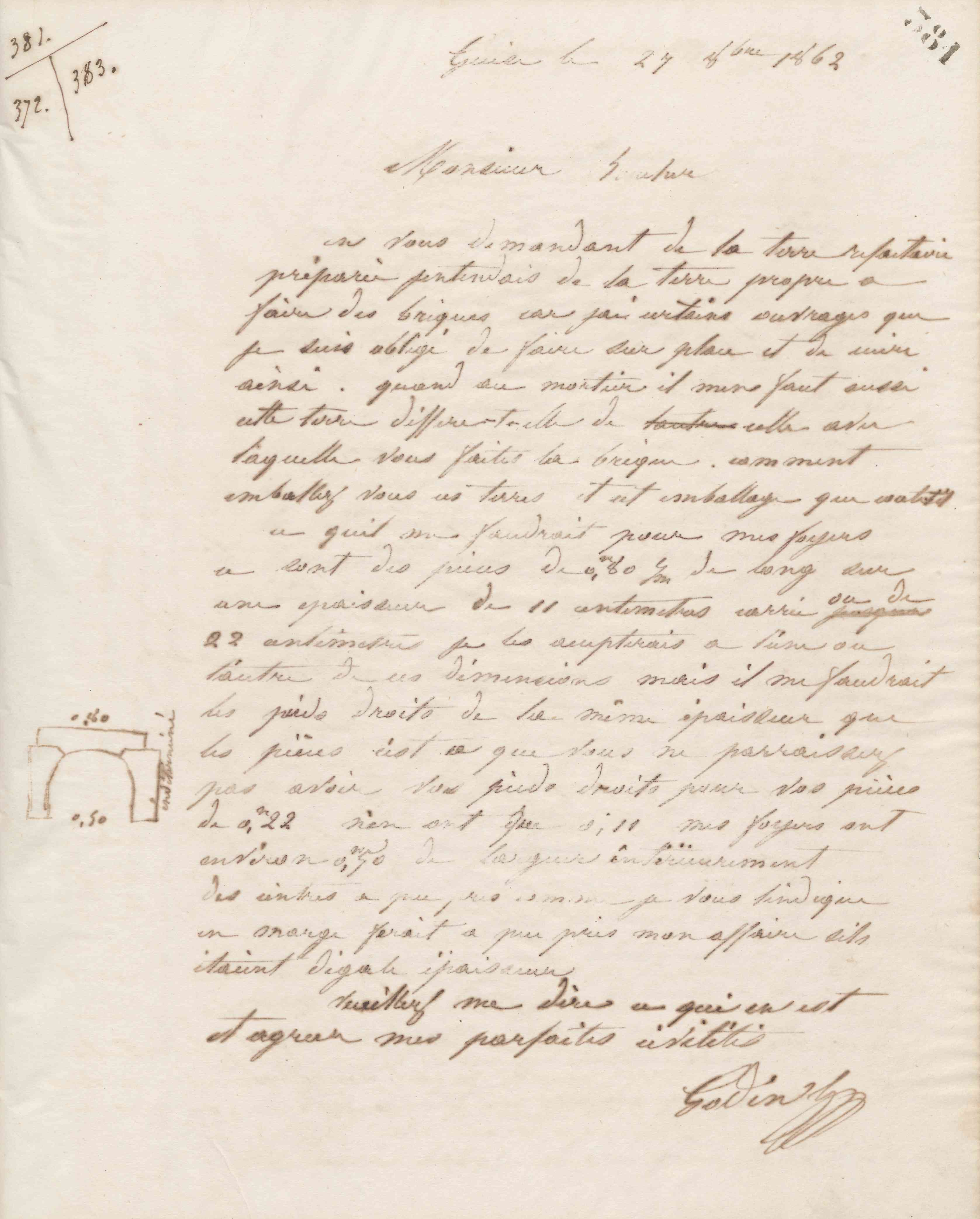 Jean-Baptiste André Godin à monsieur Th. Boucher, 27 octobre 1862 Jean-Baptiste André Godin à monsieur Th. Boucher, 27 octobre 1862