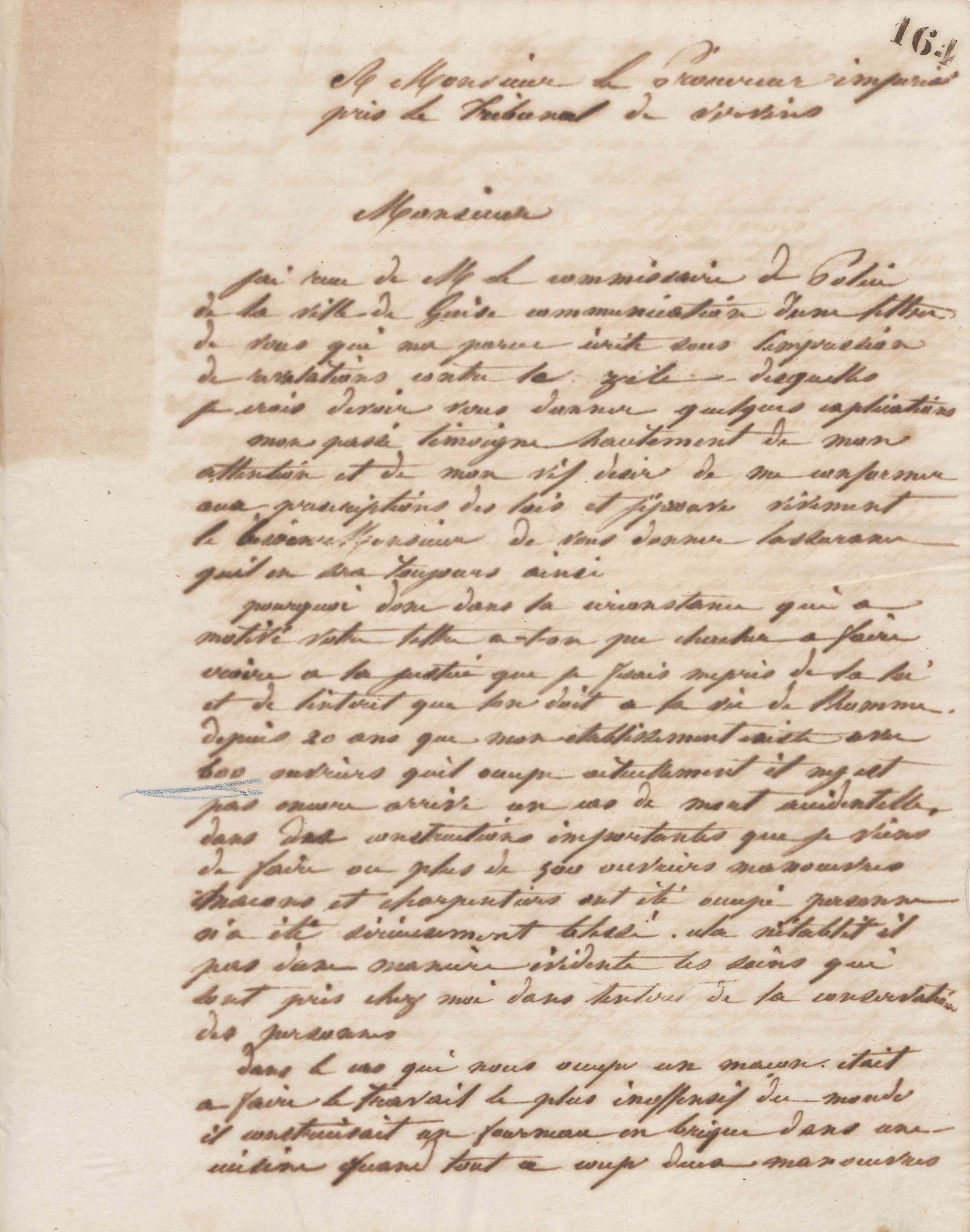 Jean-Baptiste André Godin au procureur impérial près du tribunal de Vervins, 11 janvier 1861 Jean-Baptiste André Godin au procureur impérial près du tribunal de Vervins, 11 janvier 1861