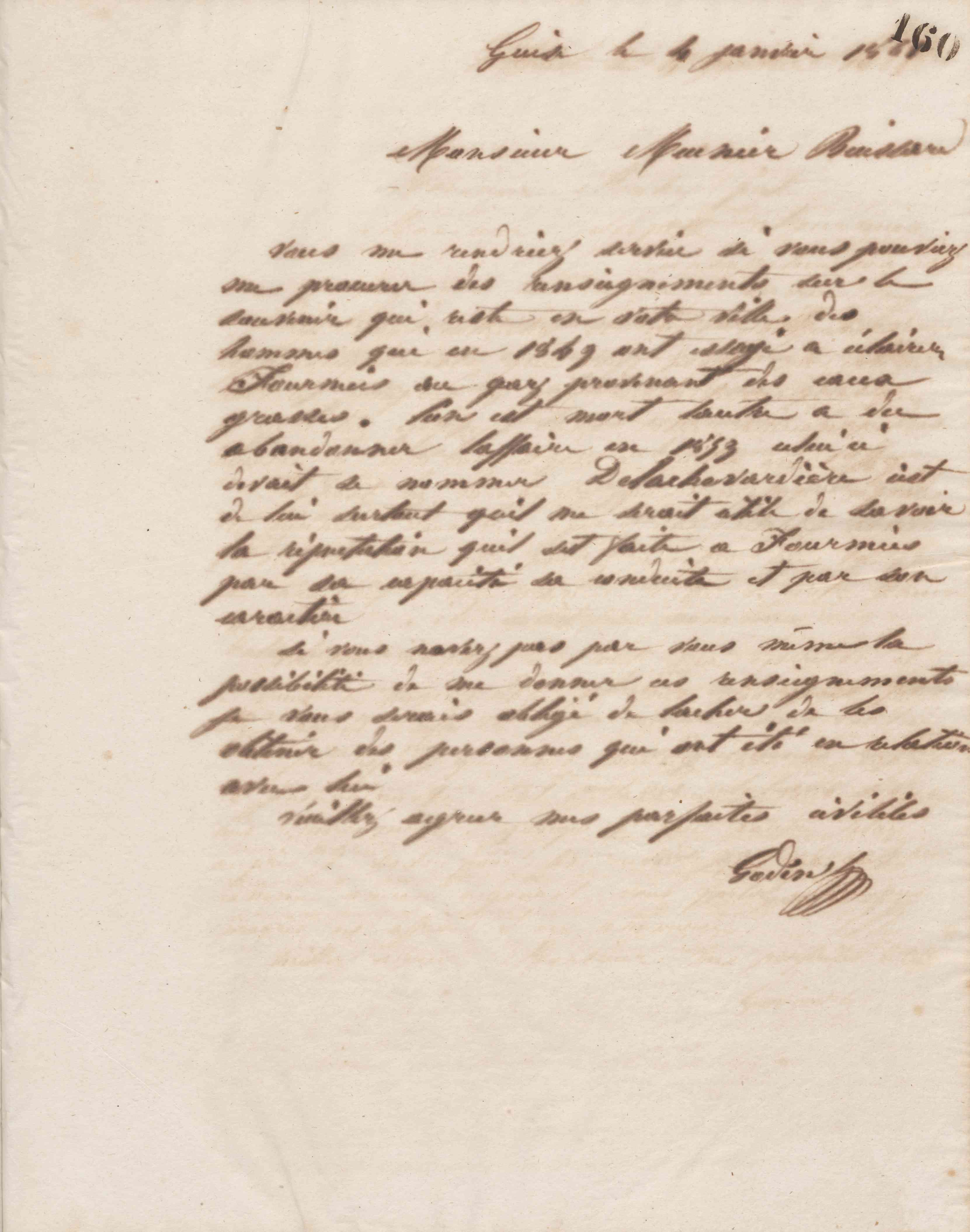 Jean-Baptiste André Godin à monsieur Meunier-Buissart, 4 janvier 1861