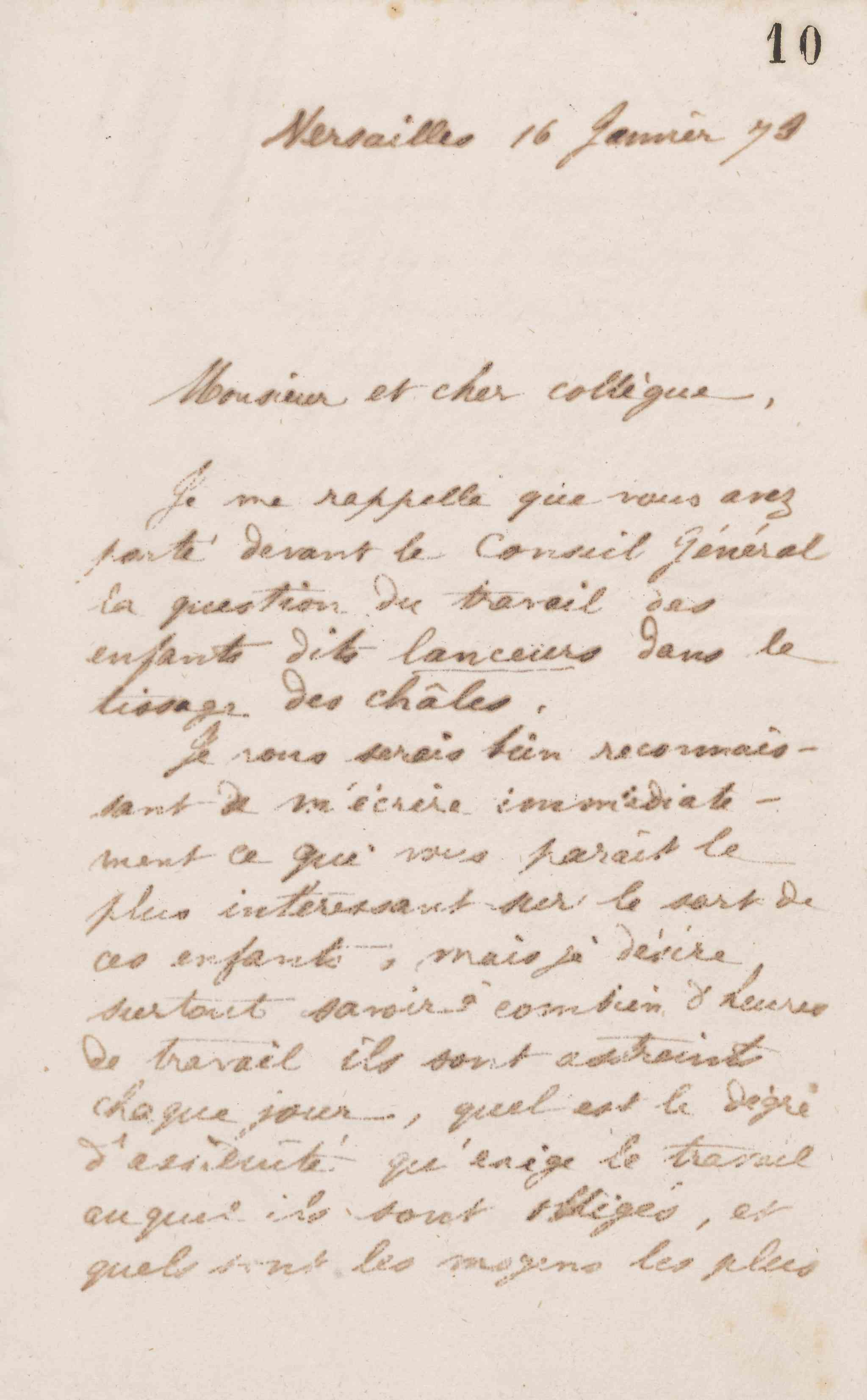 Jean-Baptiste André Godin à Marie Damas Louis Toffin, 16 janvier 1873