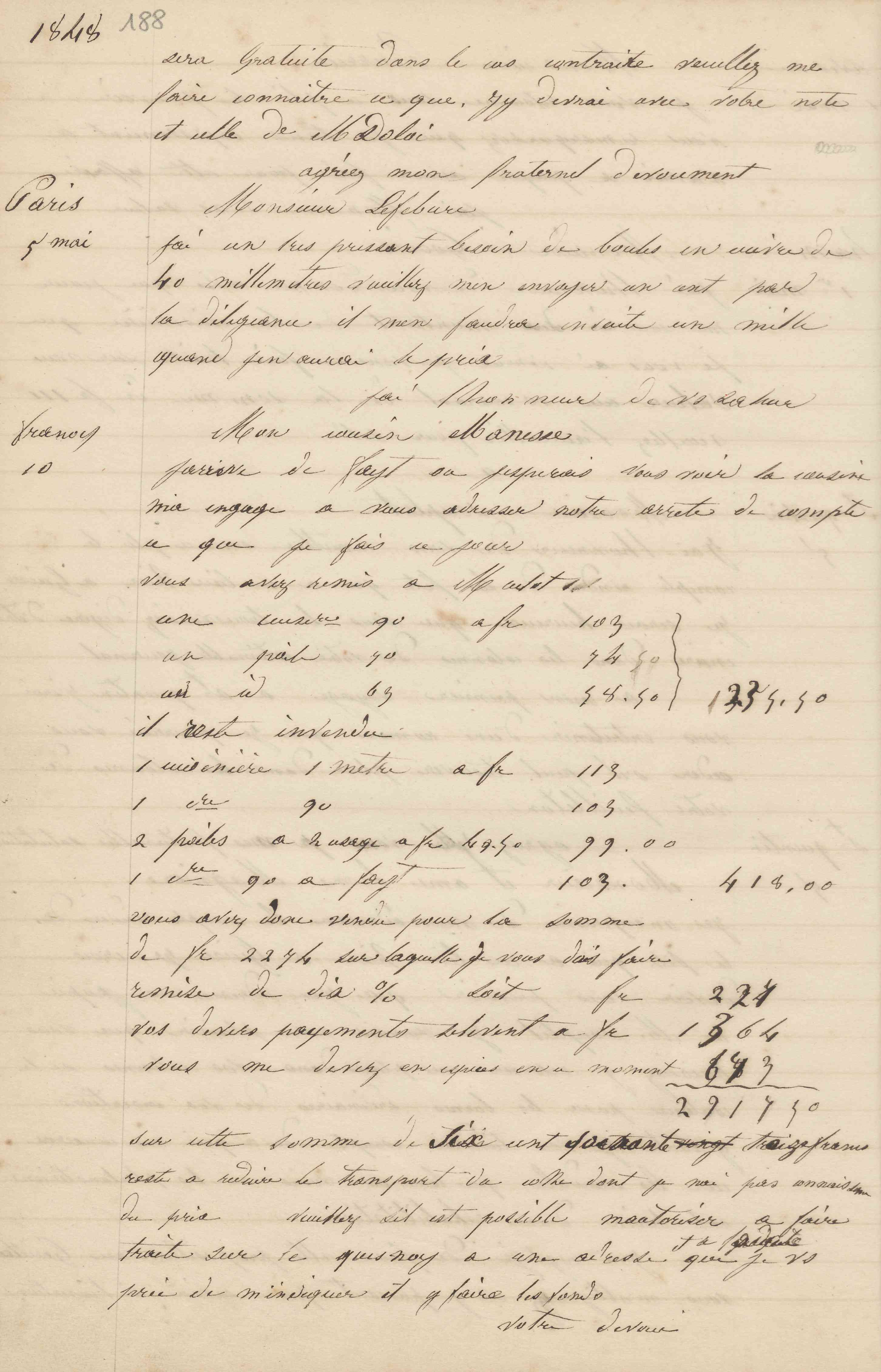 Jean-Baptiste André Godin à monsieur Lefébure, 5 mai 1848 Jean-Baptiste André Godin à monsieur Lefébure, 5 mai 1848