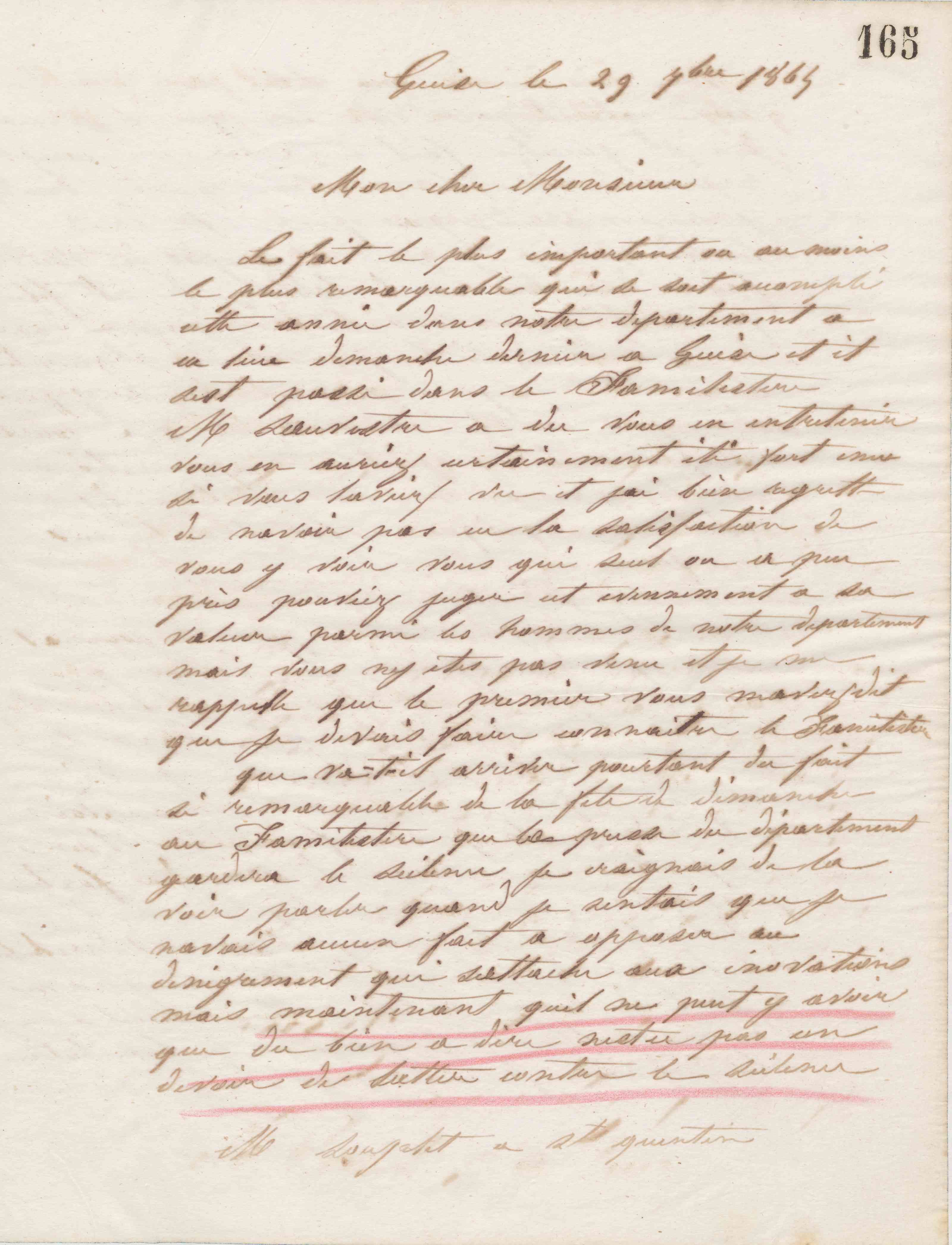 Jean-Baptiste André Godin à Calixte Souplet, 29 septembre 1865