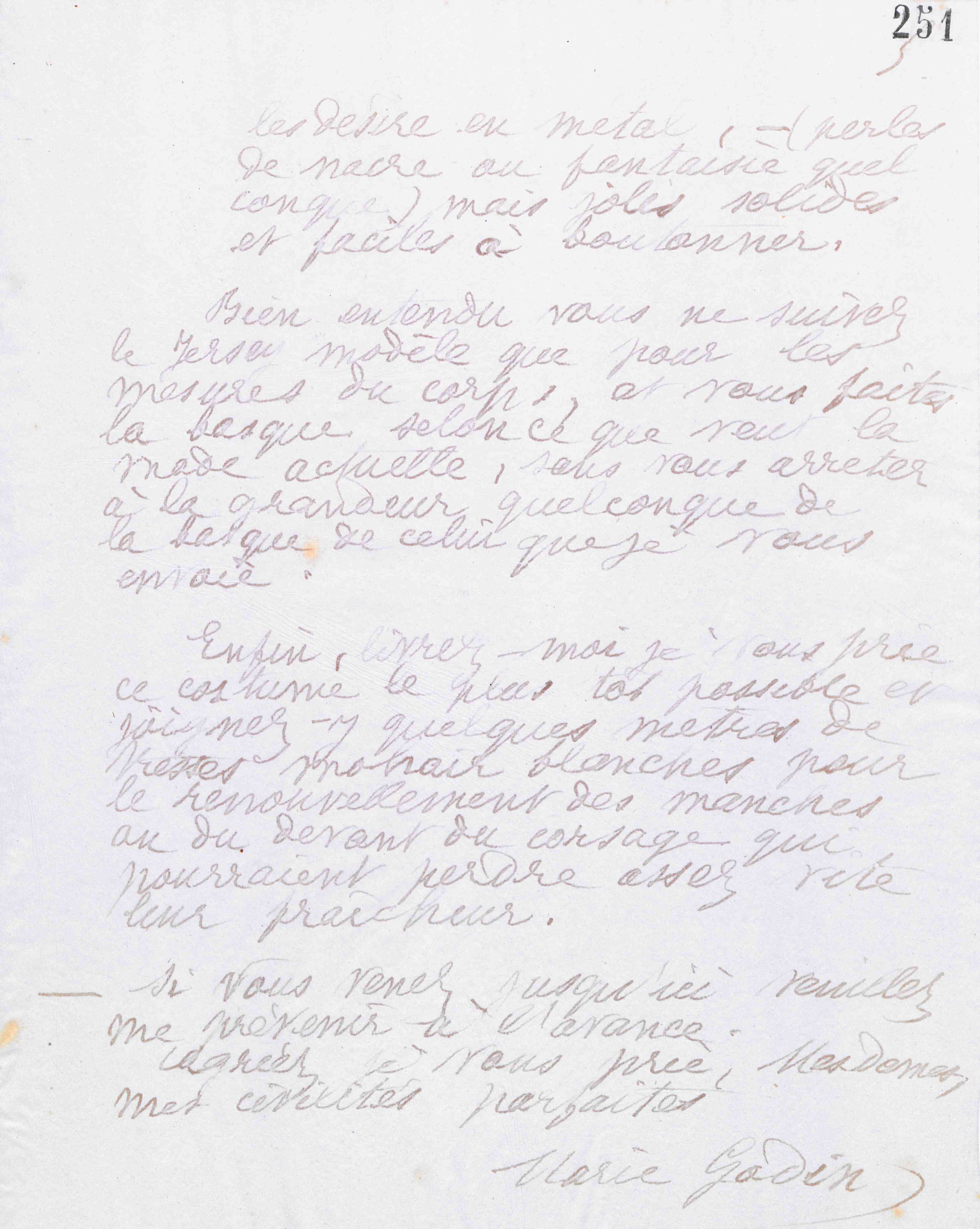 Marie Moret à mesdames Piat, 10 novembre 1889 Marie Moret à mesdames Piat, 10 novembre 1889