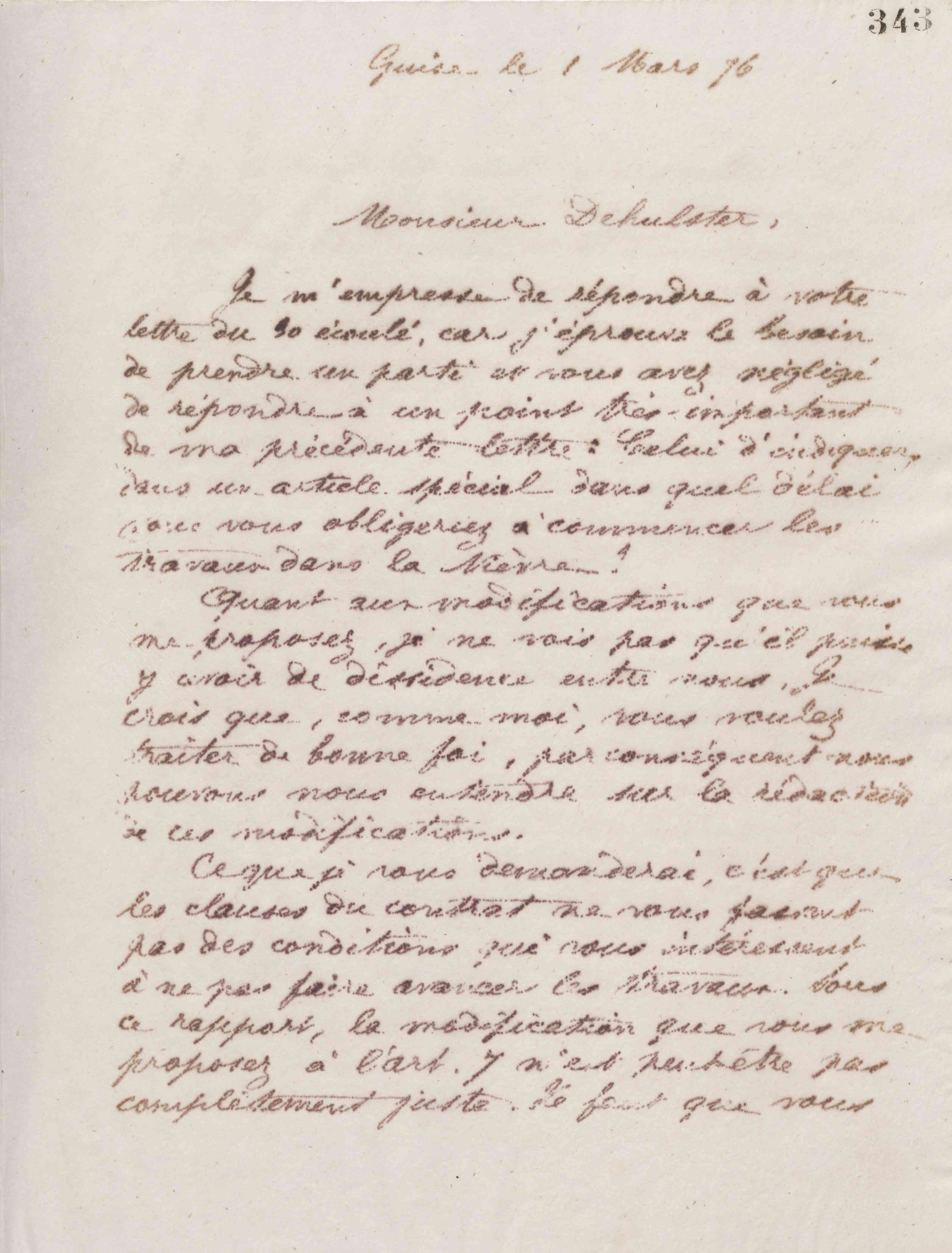 Jean-Baptiste André Godin à Henri de Hulster, 1er avril 1876 Jean-Baptiste André Godin à Henri de Hulster, 1er avril 1876
