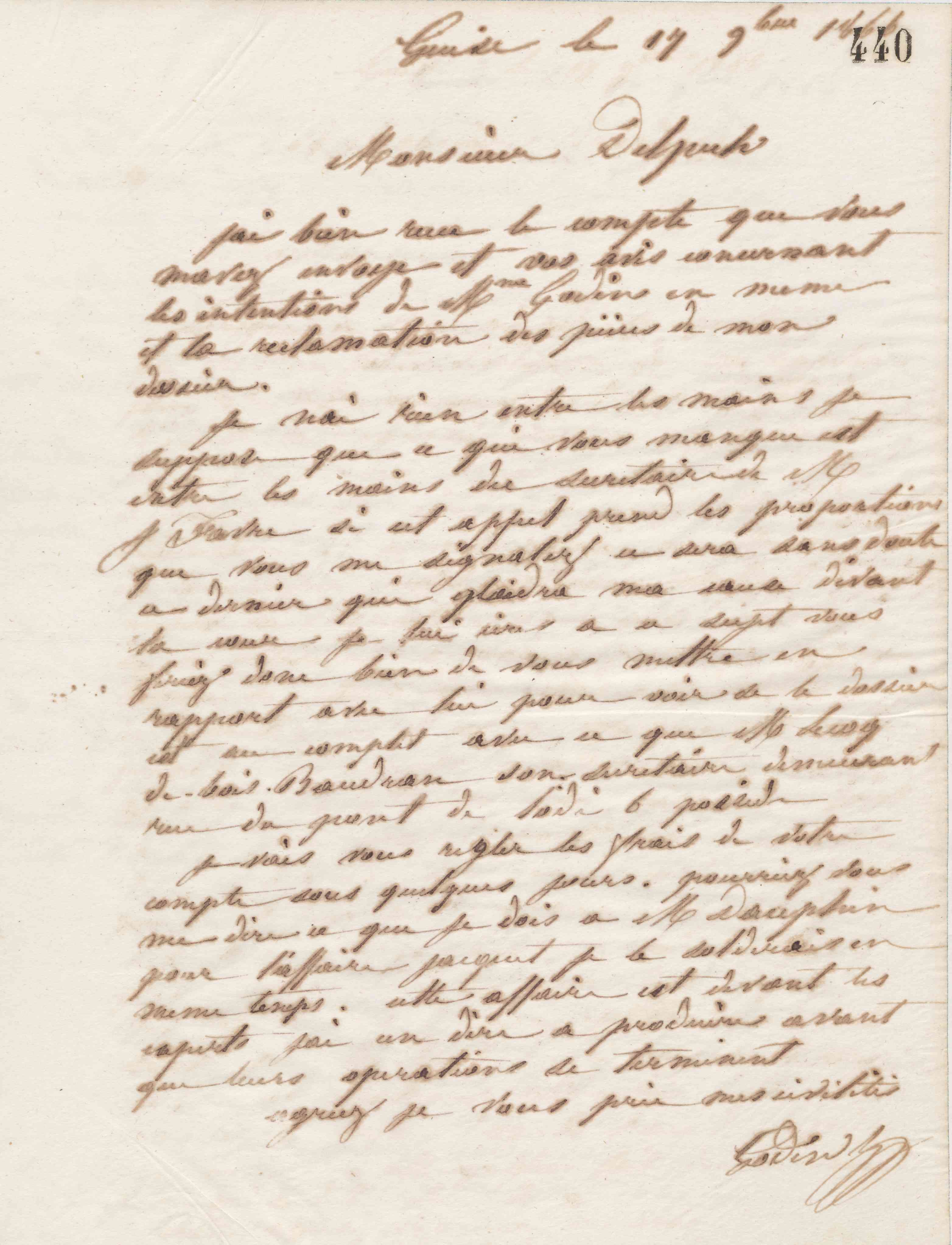 Jean-Baptiste André Godin à Alphonse Delpech, 17 novembre 1866