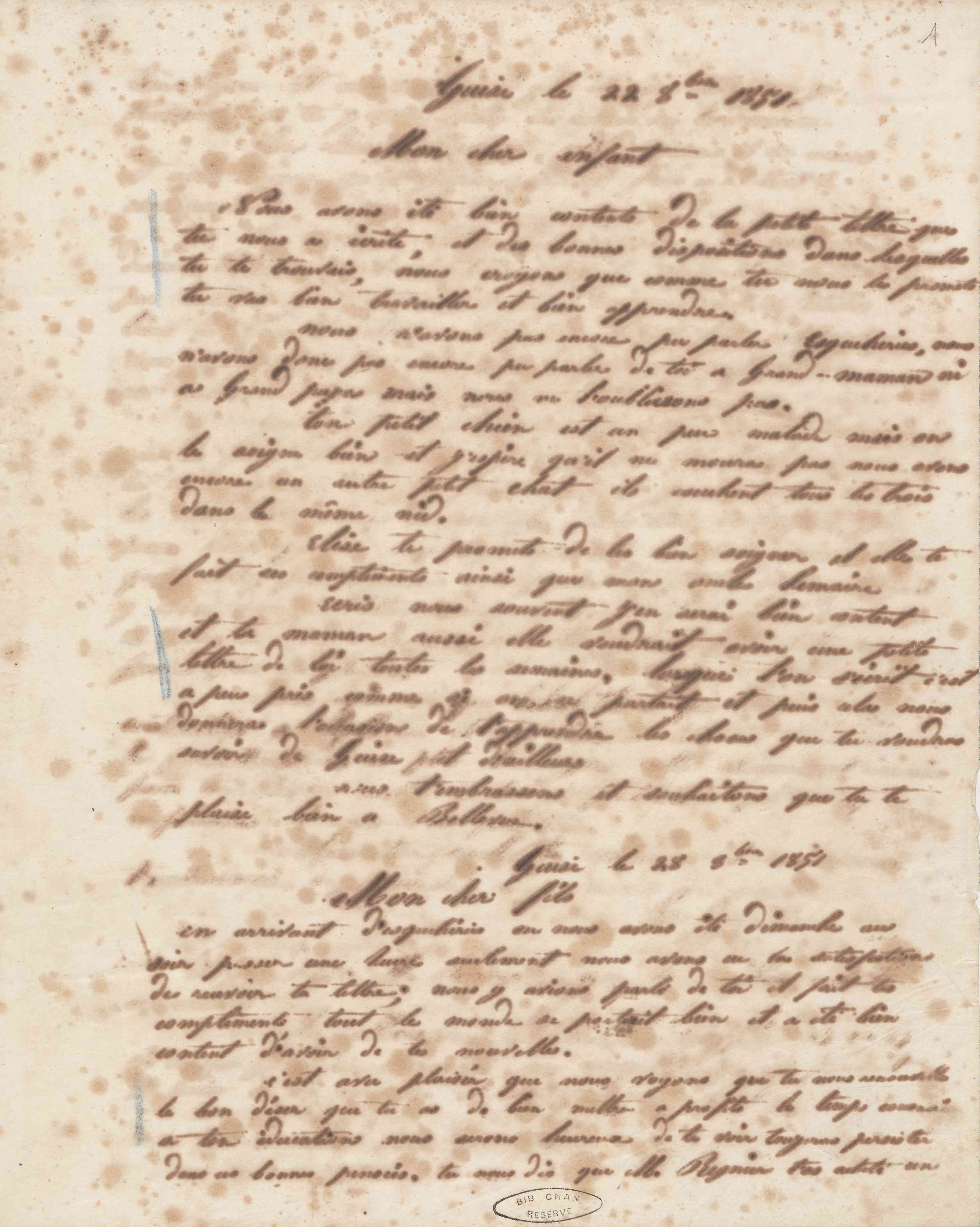 Jean-Baptiste André Godin à Émile Godin, 22 octobre 1851
