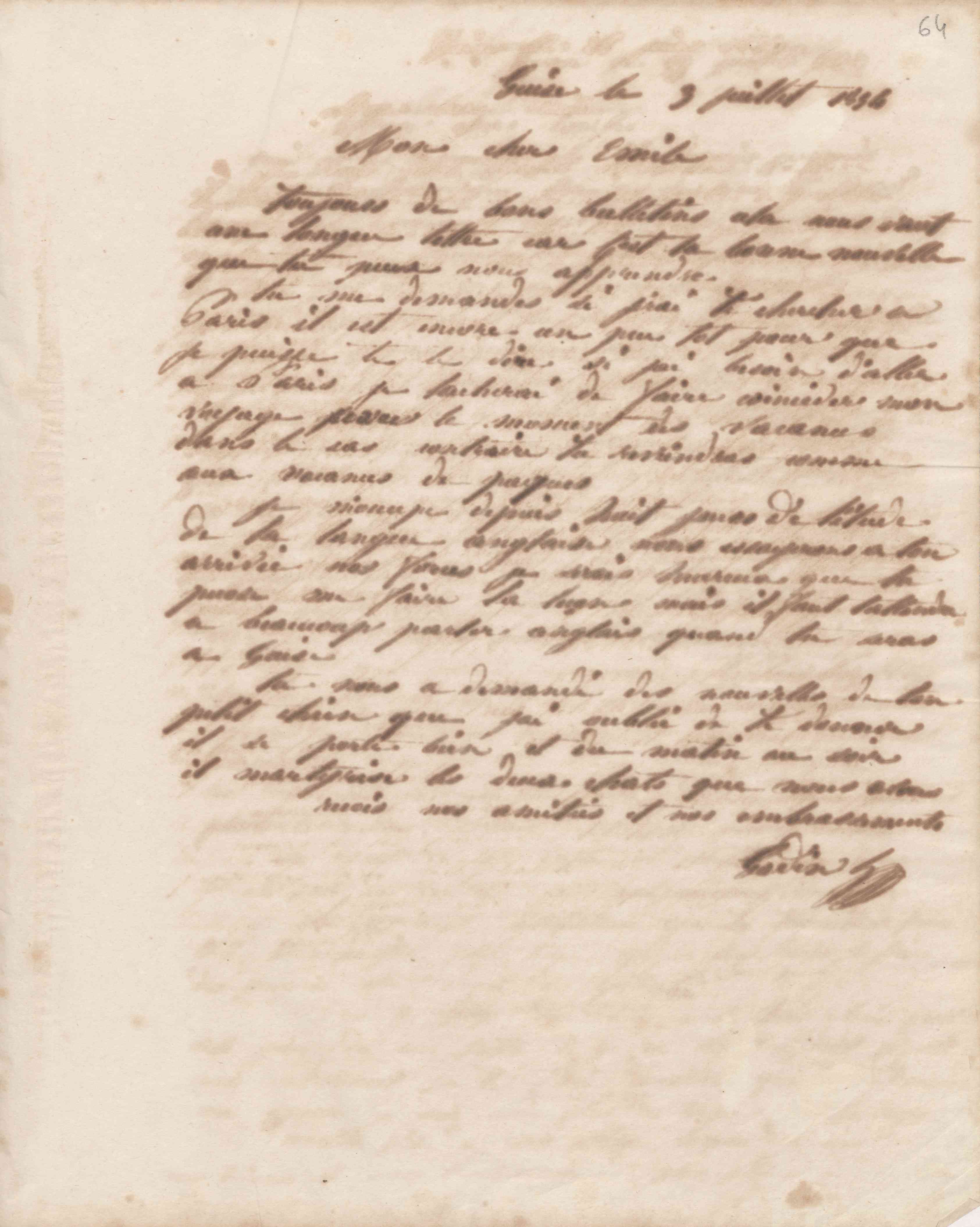 Jean-Baptiste André Godin à Émile Godin, 3 juillet 1854 Jean-Baptiste André Godin à Émile Godin, 3 juillet 1854