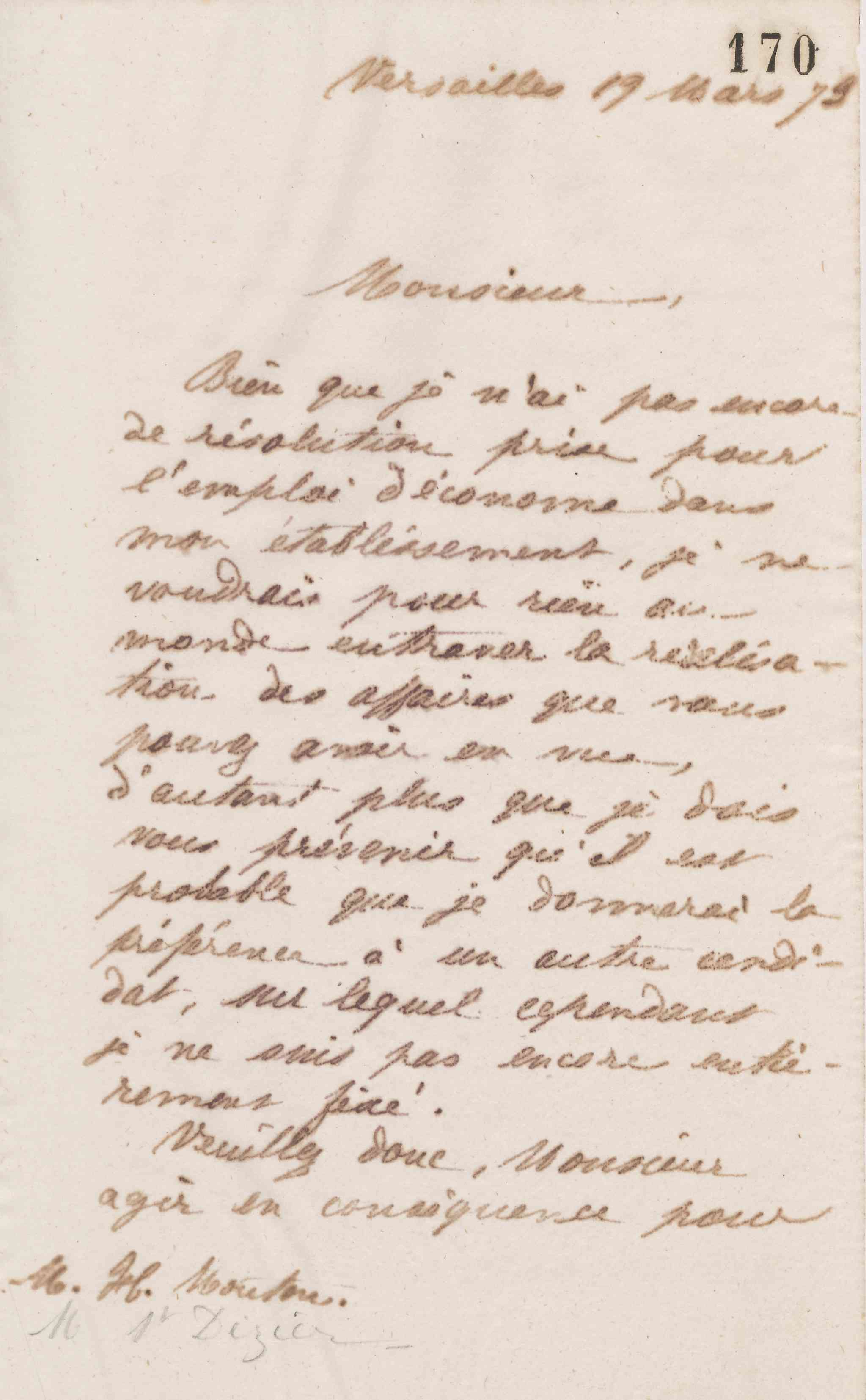 Jean-Baptiste André Godin à Henri Mouton et à monsieur Saint-Dizier, 19 mars 1873