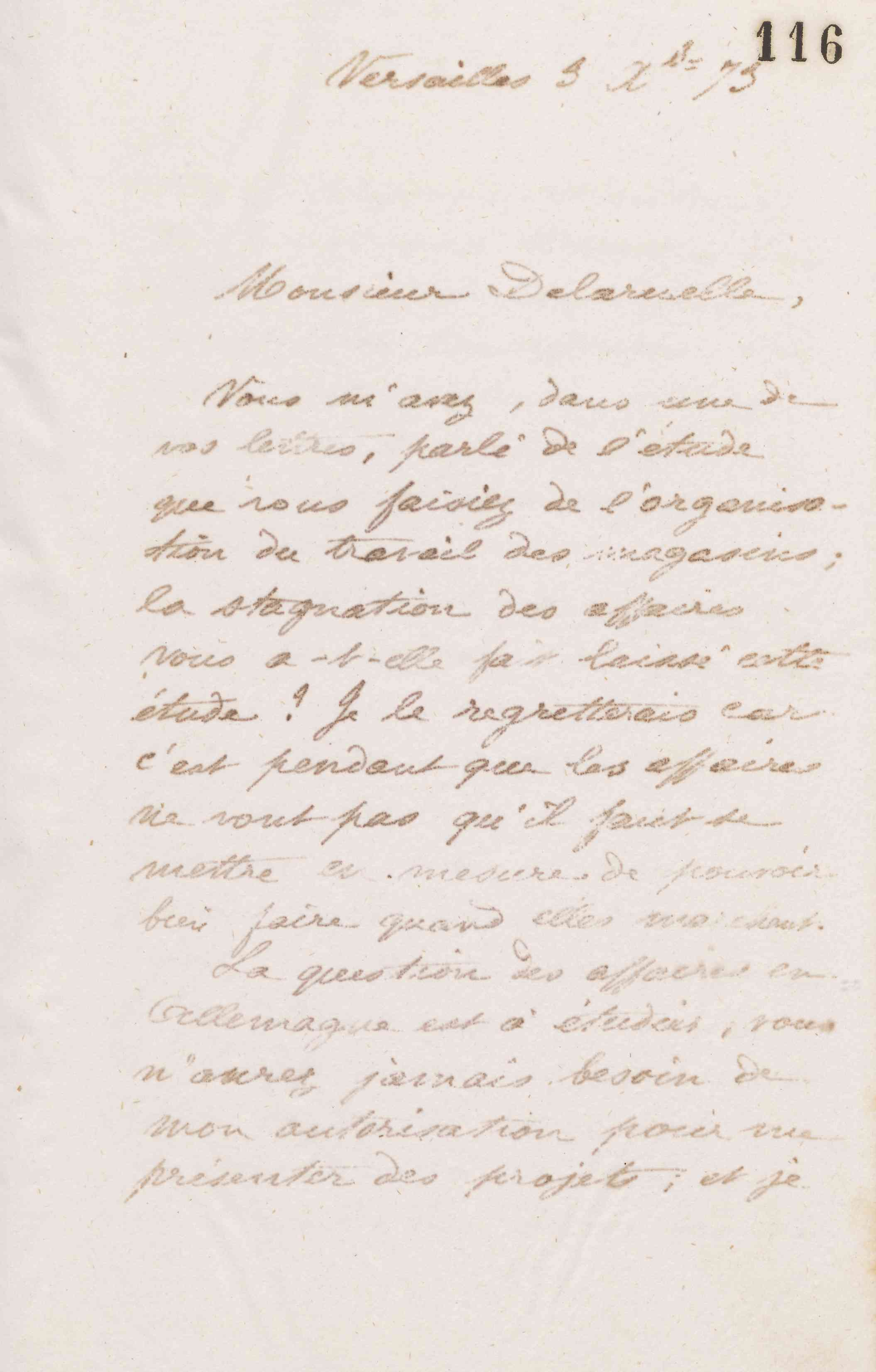 Jean-Baptiste André Godin à monsieur Delaruelle, 3 décembre 1873