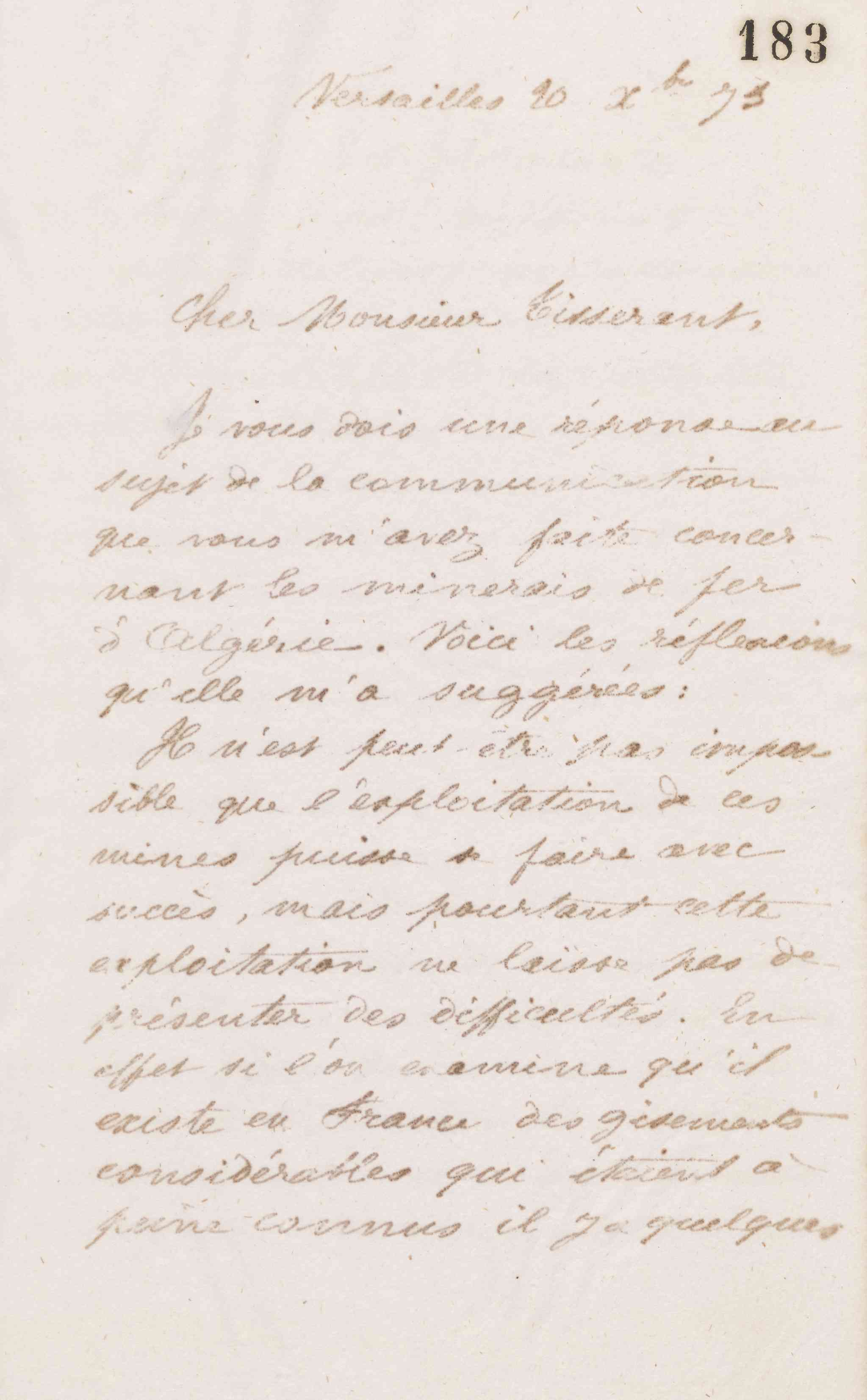 Jean-Baptiste André Godin à Alexandre Tisserant, 20 décembre 1873 Jean-Baptiste André Godin à Alexandre Tisserant, 20 décembre 1873