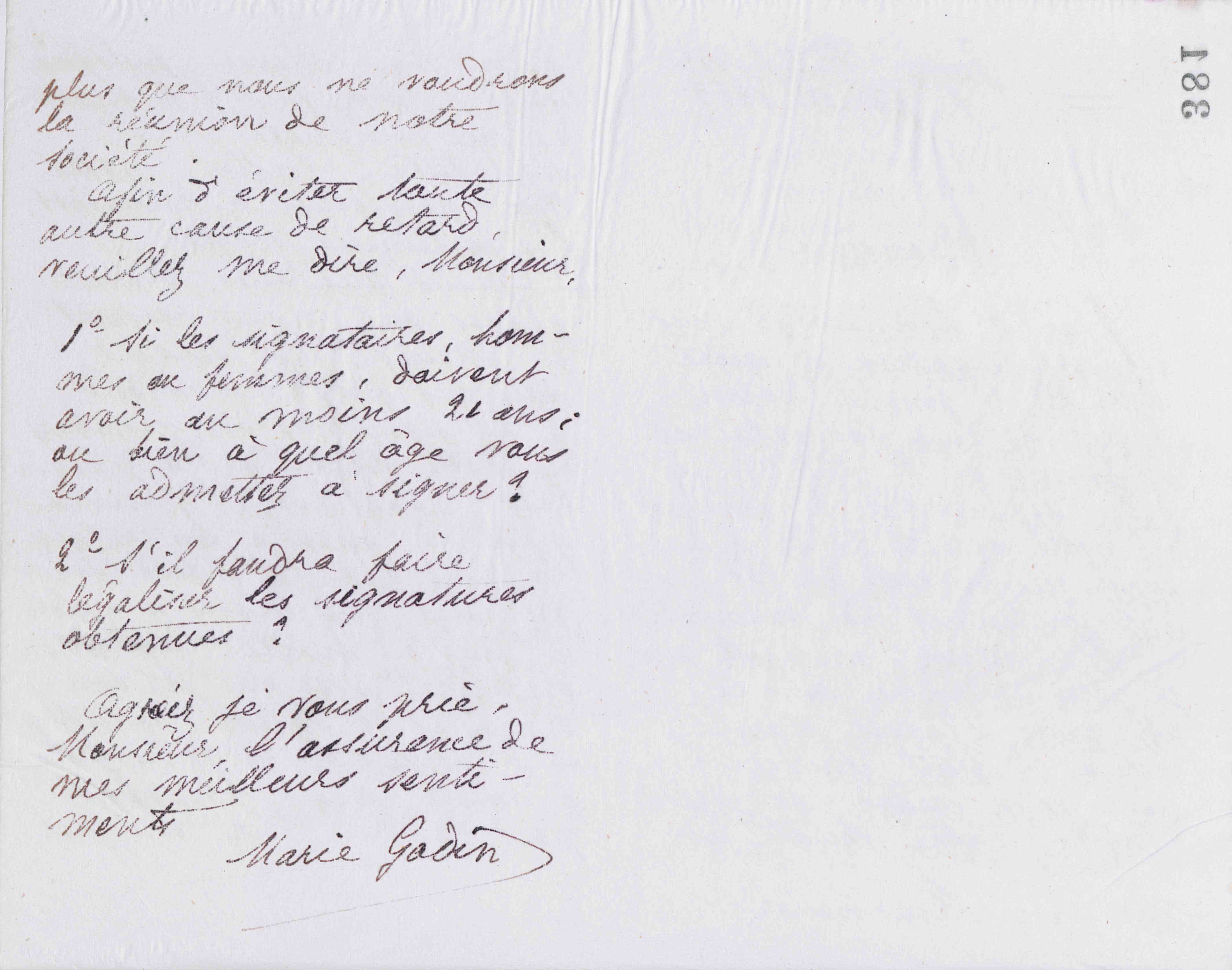 Marie Moret à Charles Lemonnier, 5 février 1888 Marie Moret à Charles Lemonnier, 5 février 1888