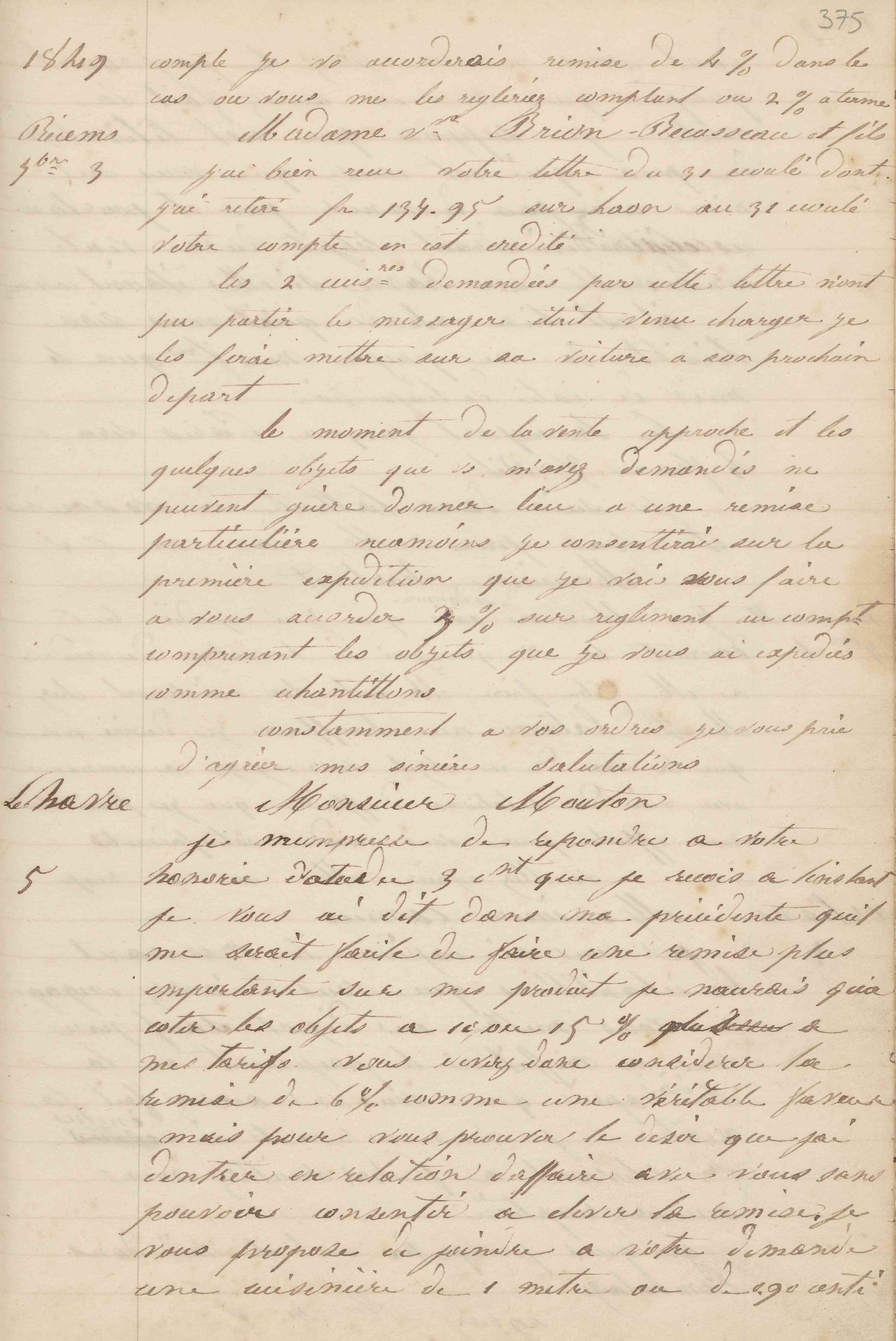 Jean-Baptiste André Godin à Veuve Brion-Bécasseau et fils, 3 septembre [1849]