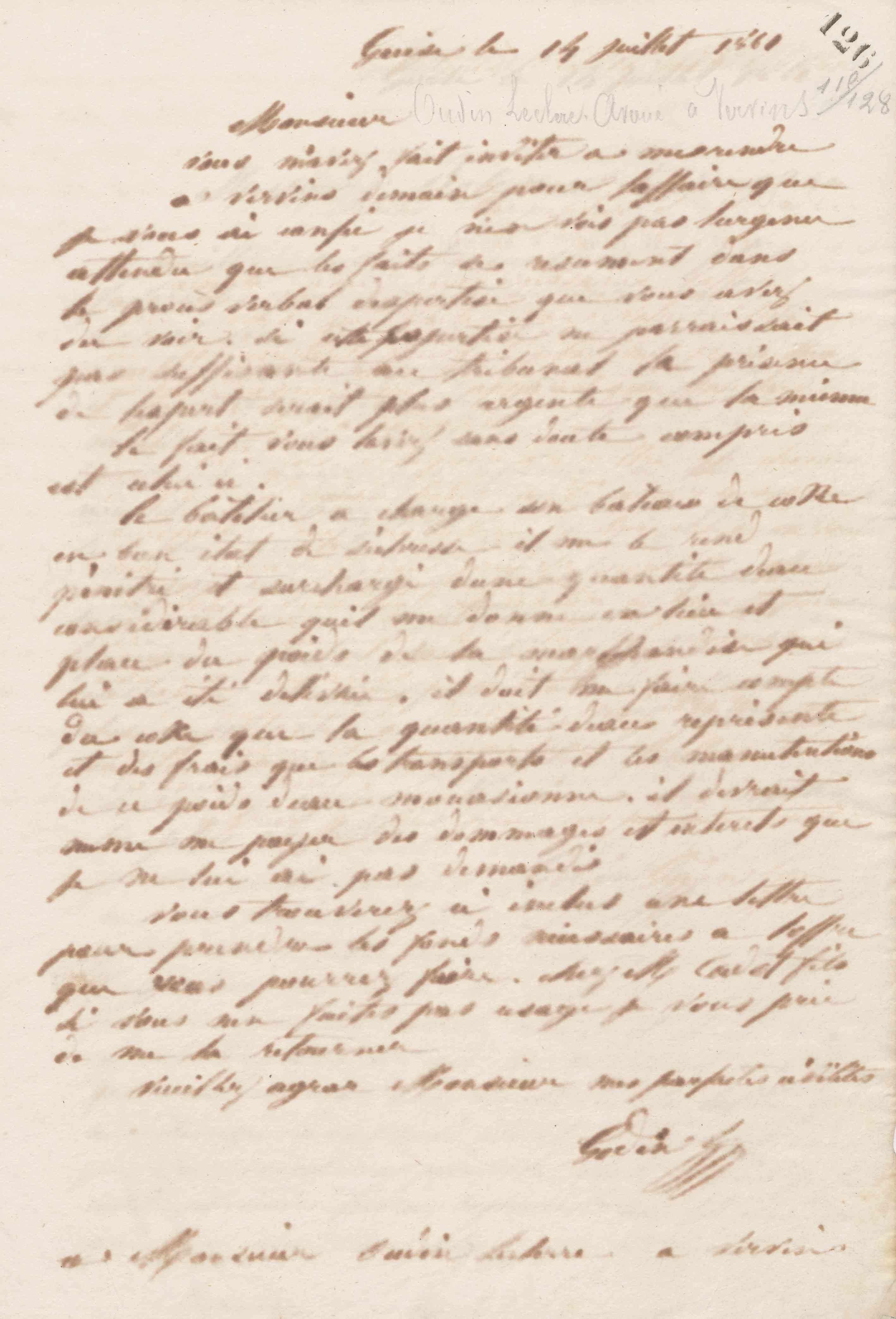 Jean-Baptiste André Godin à Louis Oudin-Leclère, 14 juillet 1861