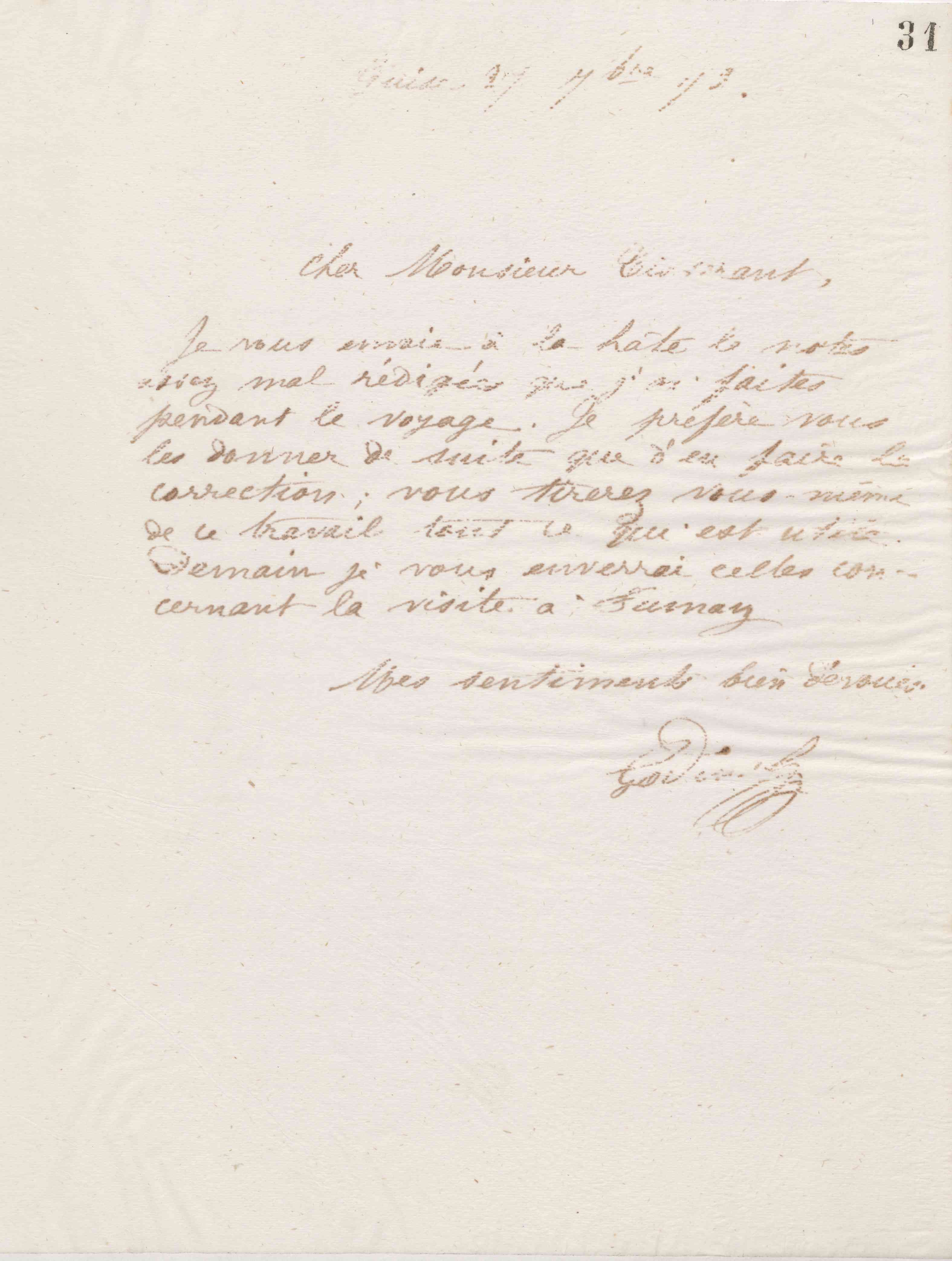 Jean-Baptiste André Godin à Alexandre Tisserant, 27 septembre 1873 Jean-Baptiste André Godin à Alexandre Tisserant, 27 septembre 1873