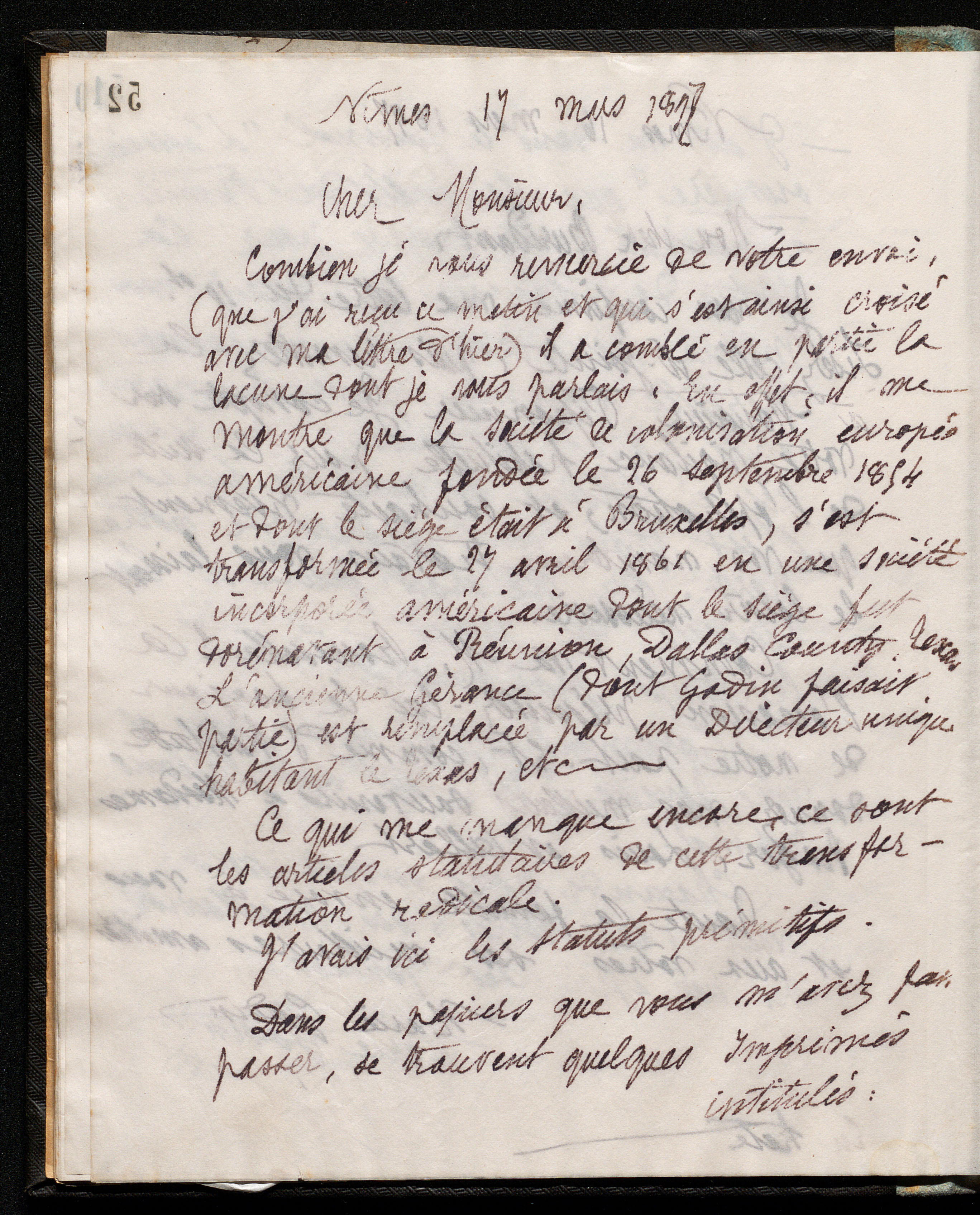 Marie Moret à Antoine Piponnier, 17 mars 1897