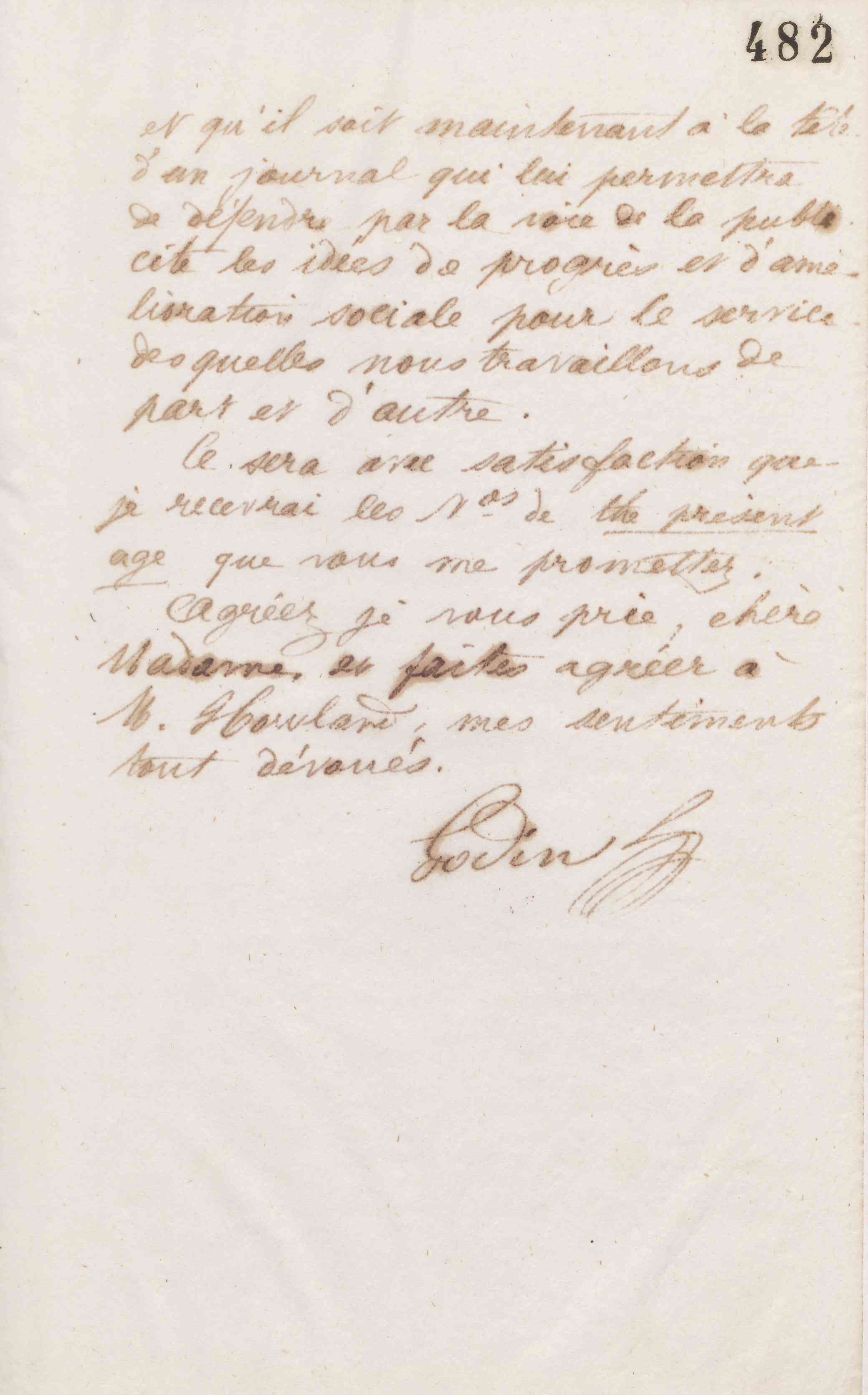 Jean-Baptiste André Godin à Marie Howland, 20 avril 1874