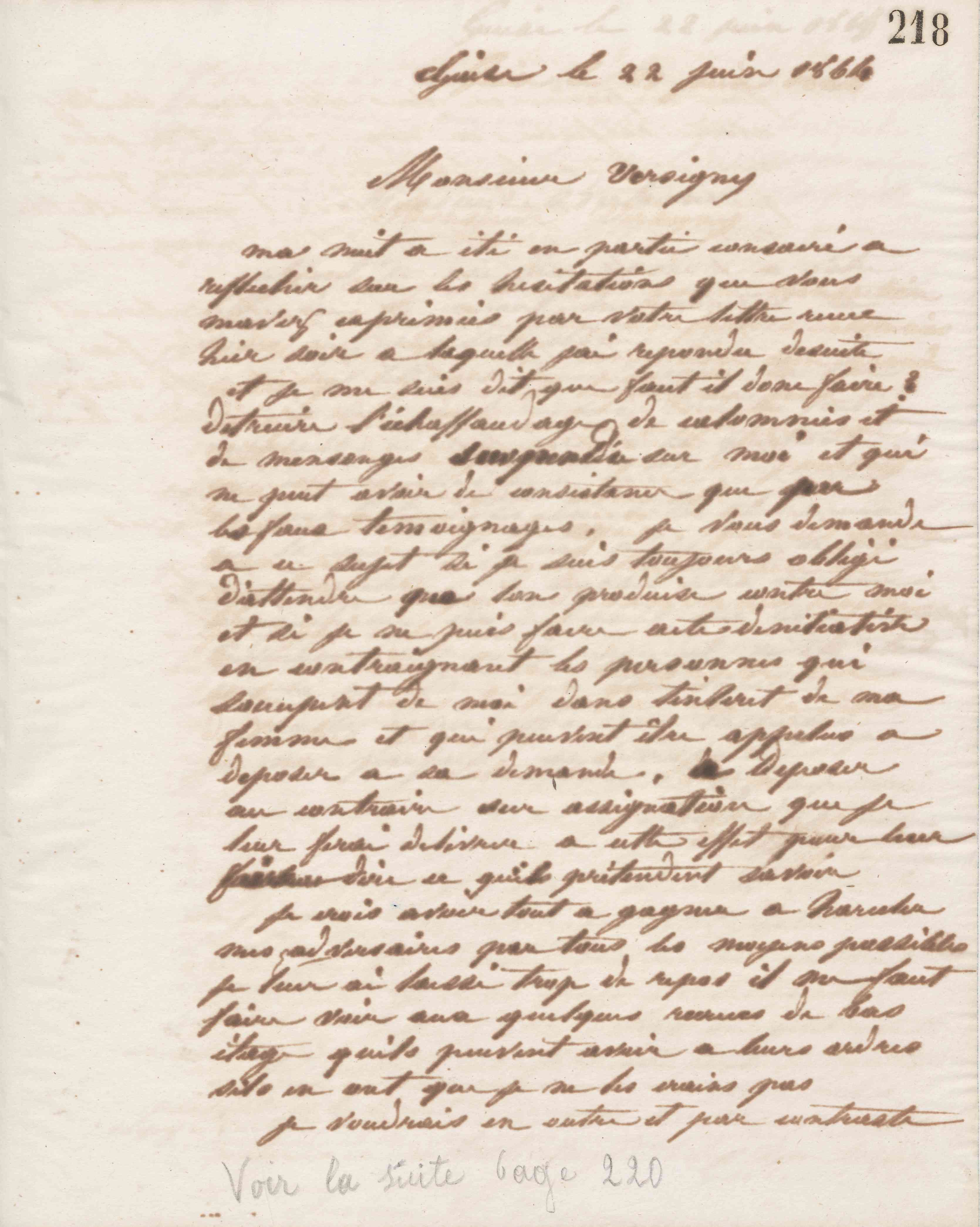 Jean-Baptiste André Godin à Victor Versigny, 22 juin 1864