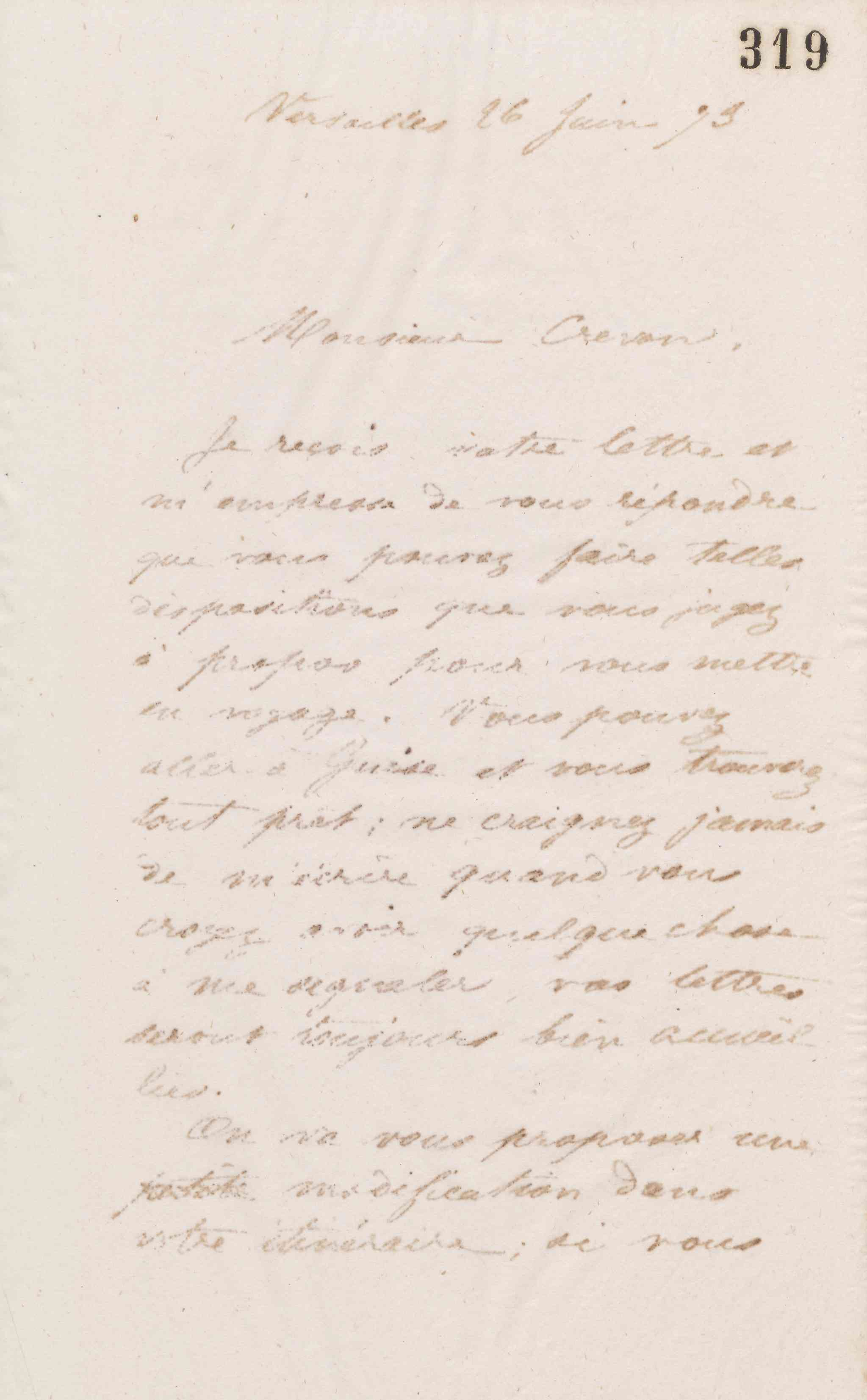 Jean-Baptiste André Godin à monsieur Crevon, 26 juin 1873