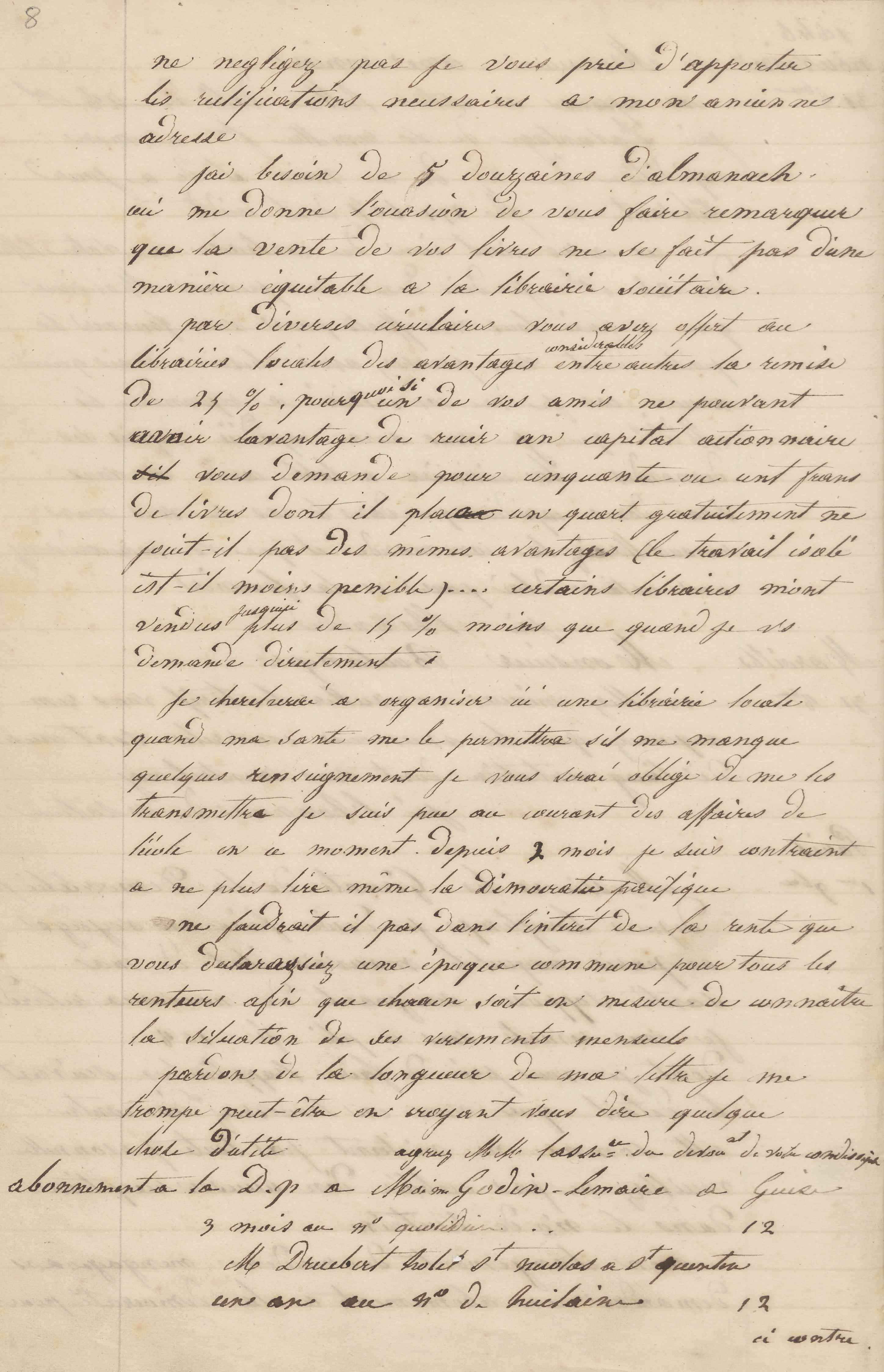 Jean-Baptiste André Godin aux gérants de La Démocratie pacifique, 1er novembre 1846